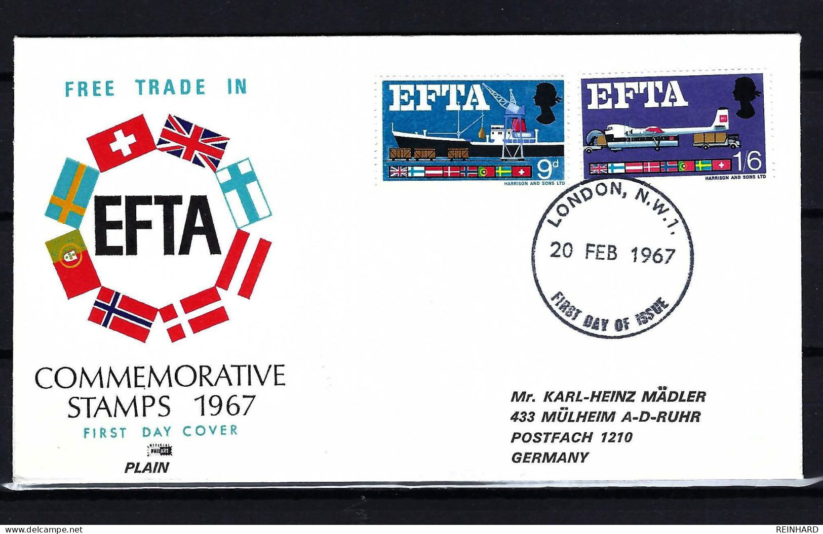 GROSSBRITANNIEN FDC Mit Komplettsatz EFTA 1967 - Siehe Bild - 1952-1971 Em. Prédécimales
