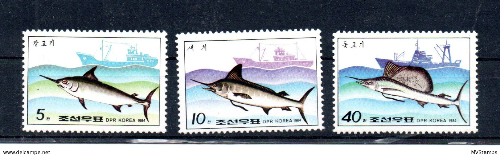Korea 1984 Set Fish/Fische Stamps (Michel 2486/88) Nice MNH - Korea, North