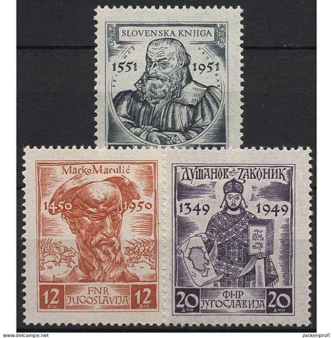 Jugoslawien 1951 Mittelalterliche Schriftsteller 668/70 Postfrisch, 668 Fleckig - Neufs