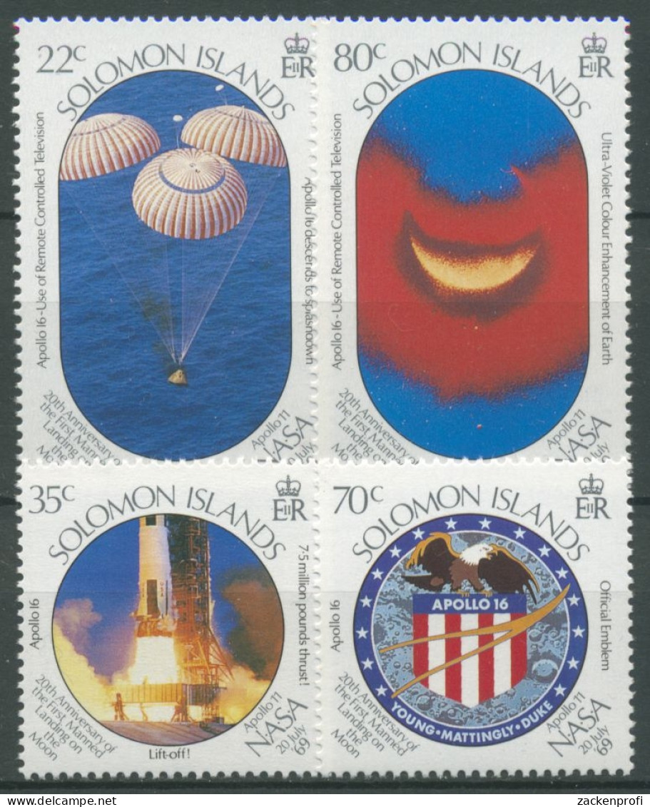 Salomoninseln 1989 Mondlandung Apollo 16 Mond Rakete 708/11 Postfrisch - Solomon Islands (1978-...)