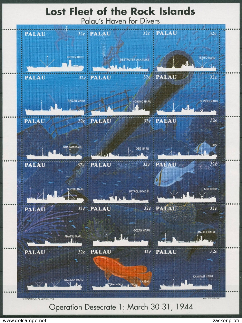 Palau 1995 Wracks Japanischer Kriegsschiffe 868/85 ZD-Bogen Postfrisch (SG29058) - Palau