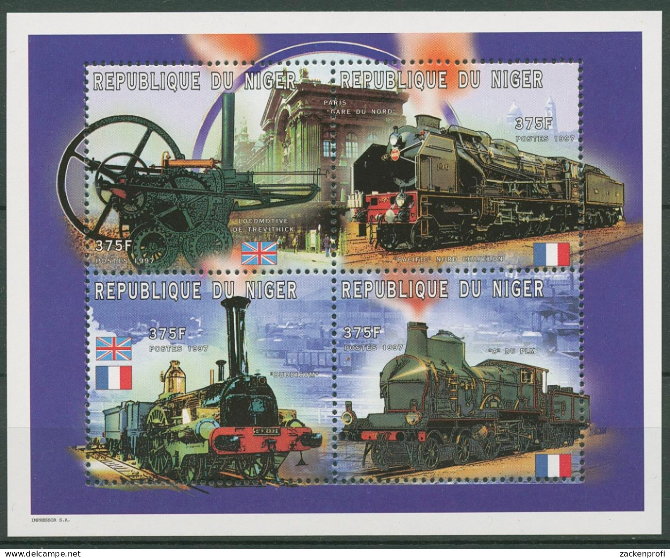 Niger 1997 Eisenbahn Lokomotiven 1298/01 K Postfrisch (C29078) - Niger (1960-...)