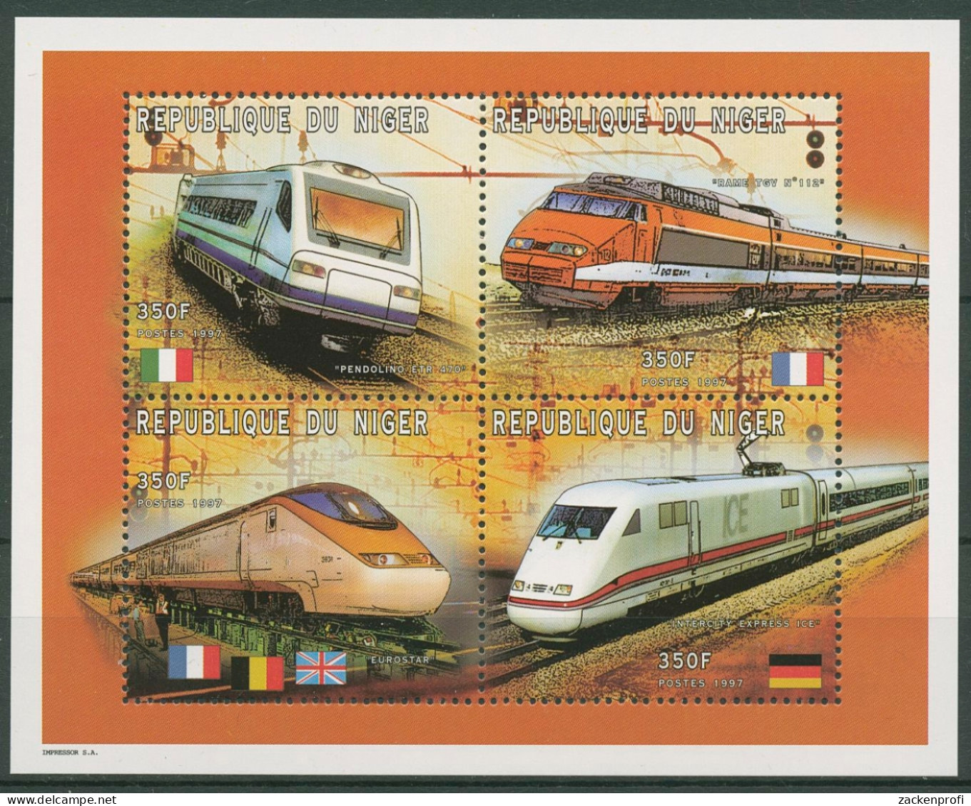 Niger 1997 Eisenbahn Lokomotiven 1294/97 K Postfrisch (C29079) - Niger (1960-...)