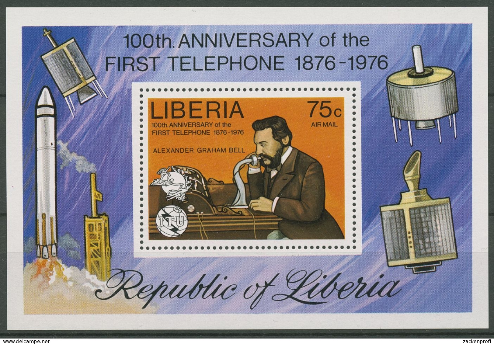 Liberia 1976 100 J. Telefon Alexander Graham Bell Block 81 A Postfrisch (C29040) - Liberia