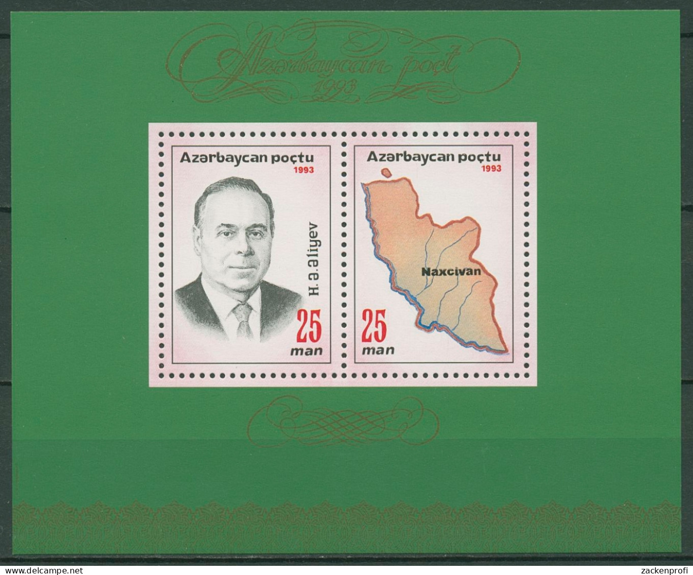 Aserbaidschan 1993 Staatspräsident Heydar Oliyev Block 4 II Postfrisch (C97077) - Azerbaïjan
