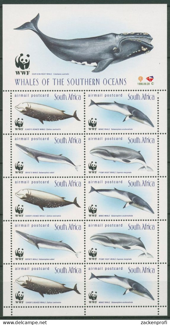 Südafrika 1998 WWF Naturschutz Wale Heftchenblatt 1177/80 Postfrisch (C24943) - Ongebruikt