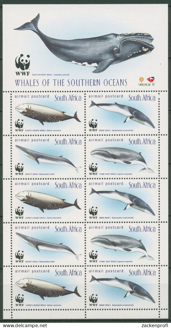 Südafrika 1998 WWF Naturschutz Wale Heftchenblatt 1177/80 Postfrisch (C24943) - Nuevos