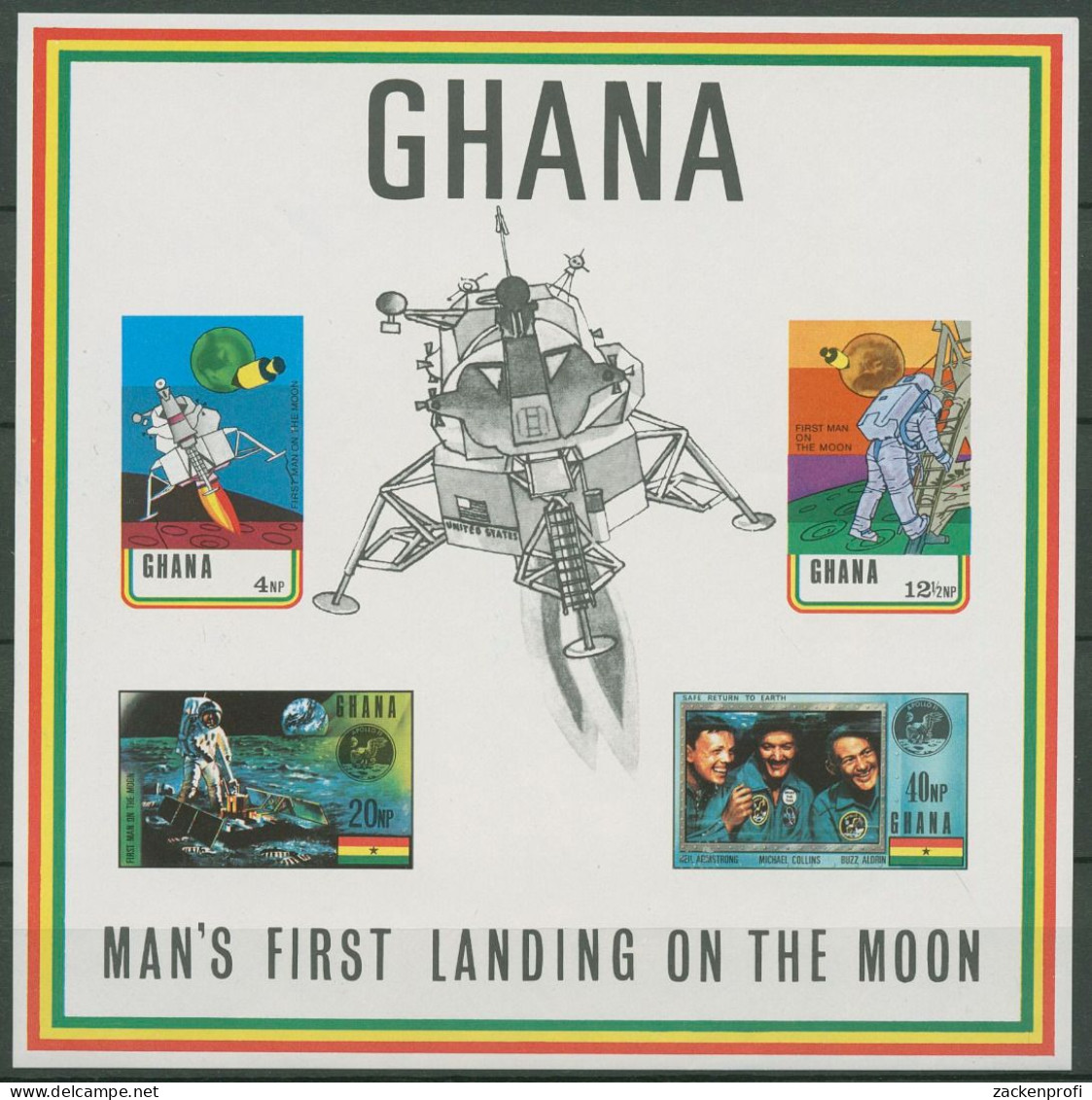 Ghana 1970 Erste Bemannte Mondlandung Block 39 B I Postfrisch (C40071) - Ghana (1957-...)