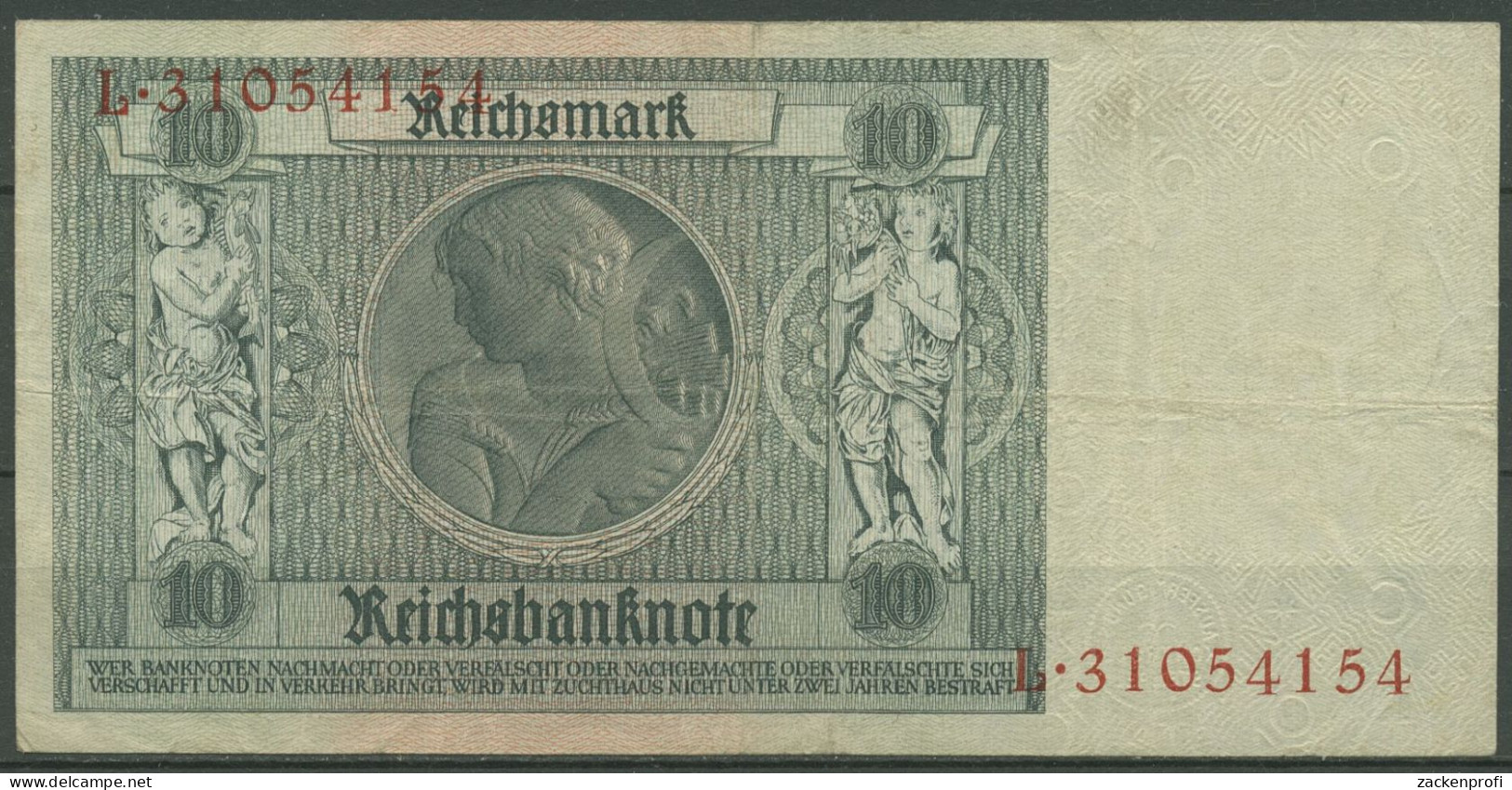 Dt. Reich 10 Reichsmark 1929, DEU-183b Serie K/L, Gebraucht (K1497) - 10 Mark