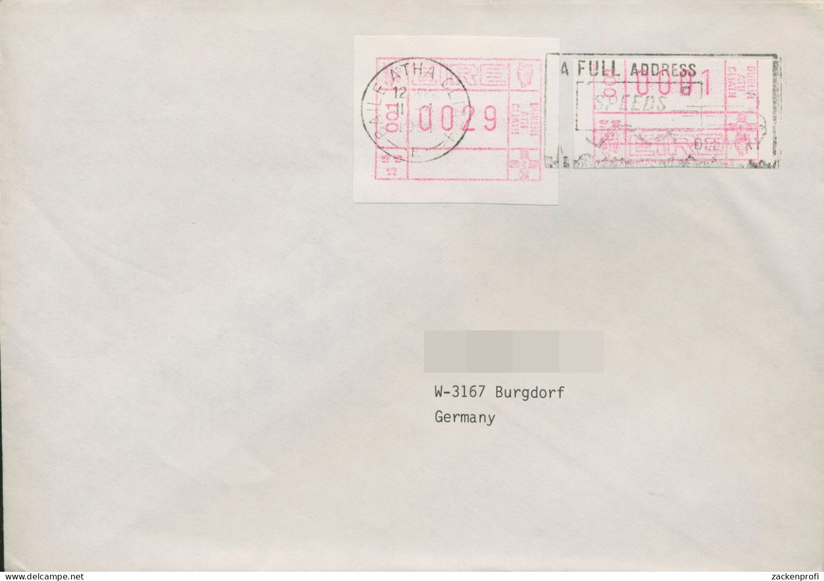 Irland ATM 1990 Brief Mit Doppeldruck+falsch Geschnitten ATM 1 II Brief (X80295) - Vignettes D'affranchissement (Frama)