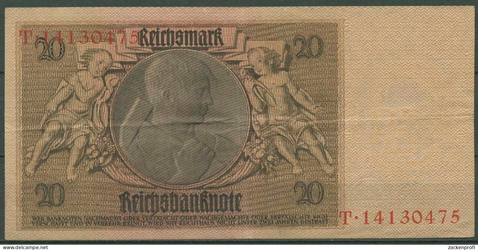 Dt. Reich 20 Reichsmark 1929, DEU-184a Serie S/T, Gebraucht (K1509) - 20 Mark