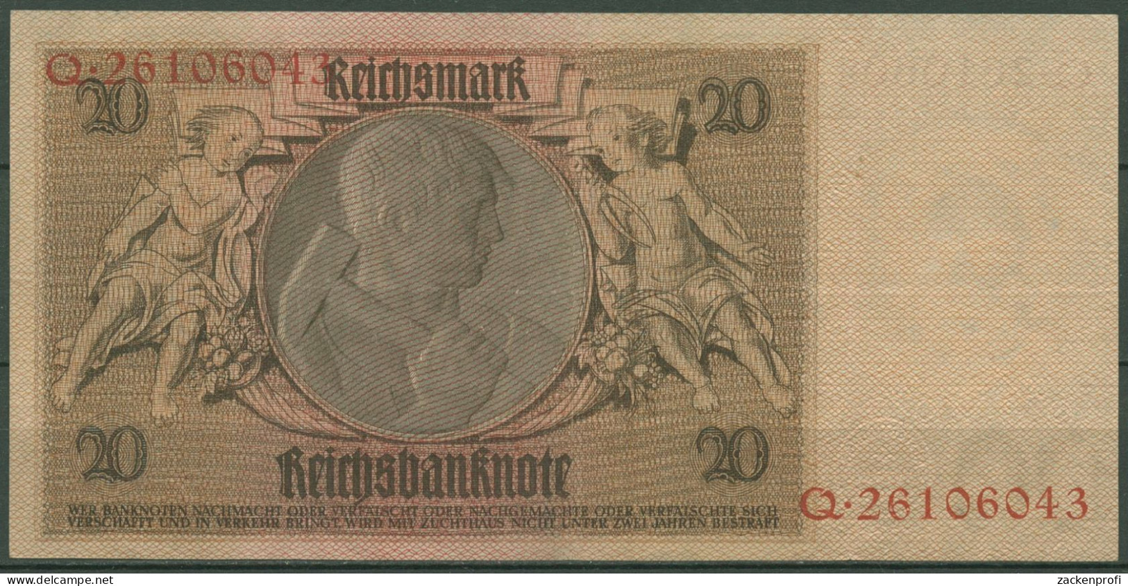 Dt. Reich 20 Reichsmark 1929, DEU-184a Serie D/Q, Leicht Gebraucht (K1505) - 20 Mark