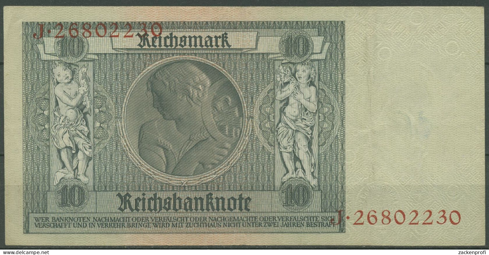 Dt. Reich 10 Reichsmark 1929, DEU-183b Serie E/J, Leicht Gebraucht (K1495) - 10 Mark