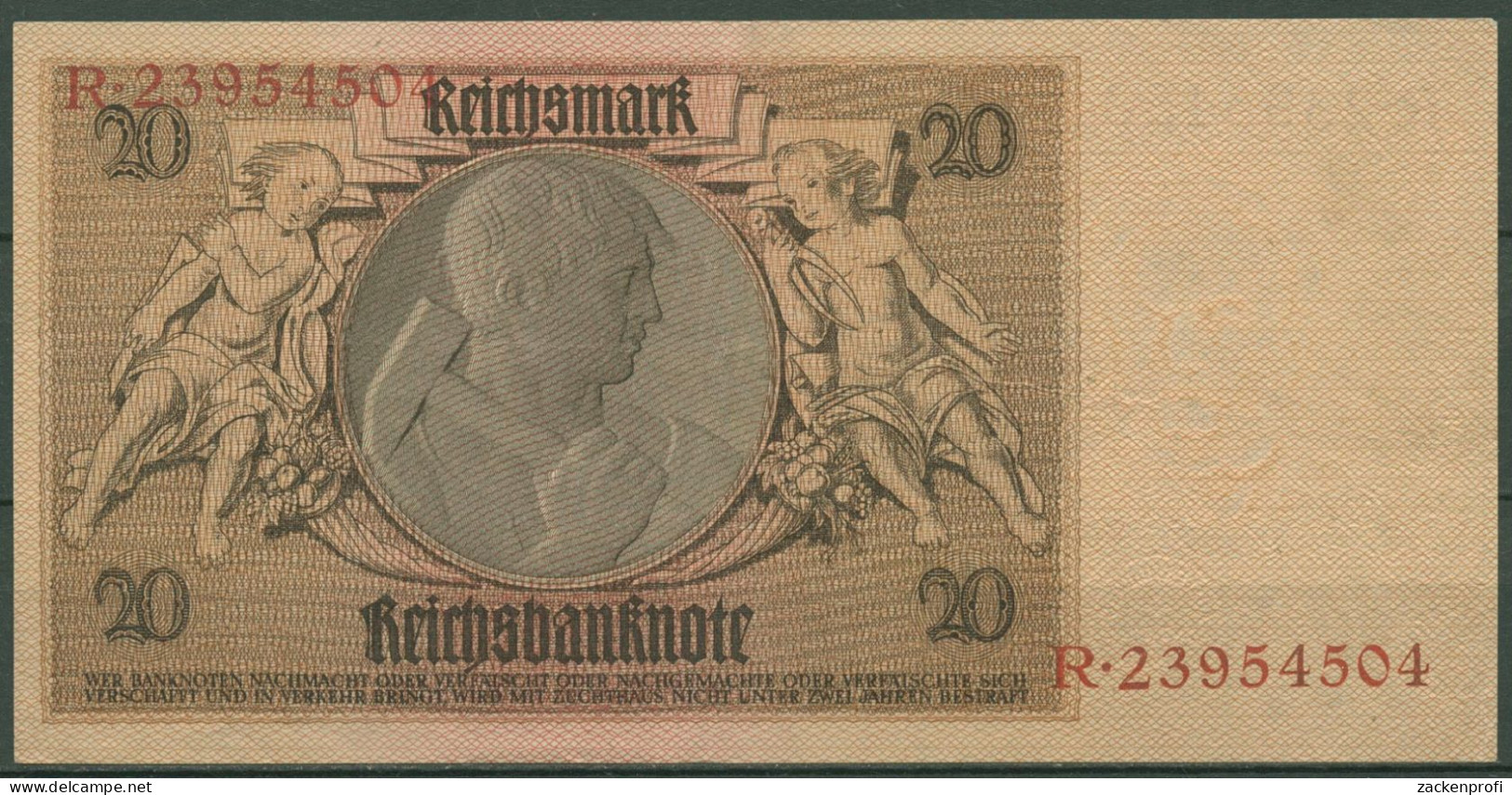 Dt. Reich 20 Reichsmark 1929, DEU-184a Serie D/R, Leicht Gebraucht (K1504) - 20 Mark