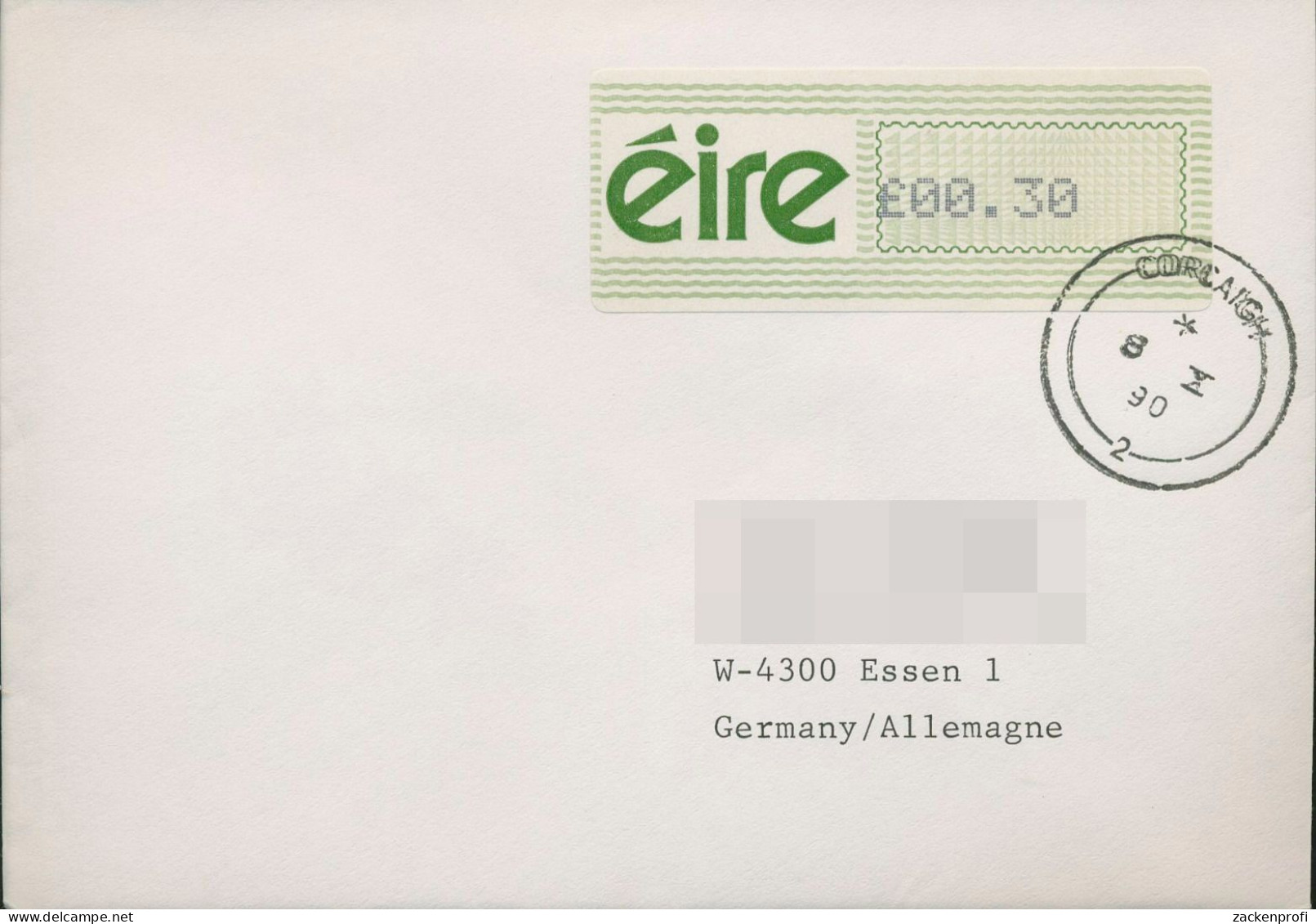 Irland ATM 1990 Einzelwert Ersttagsbrief ATM 3 FDC (X80302) - Automatenmarken (Frama)