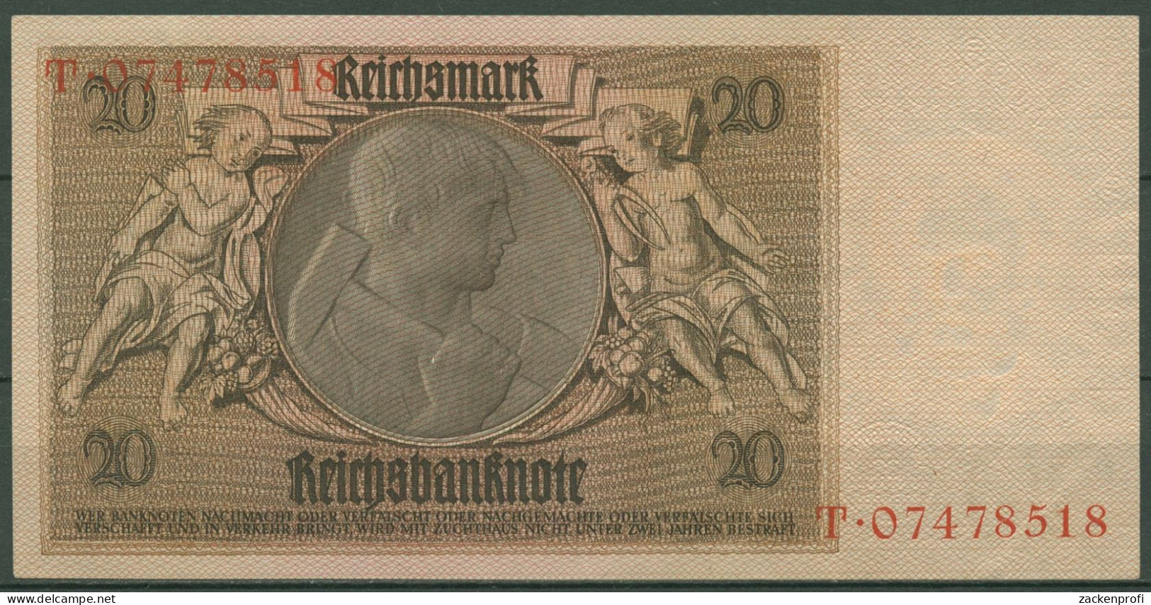 Dt. Reich 20 Reichsmark 1929, DEU-184a Serie A/T, Leicht Gebraucht (K1514) - 20 Mark