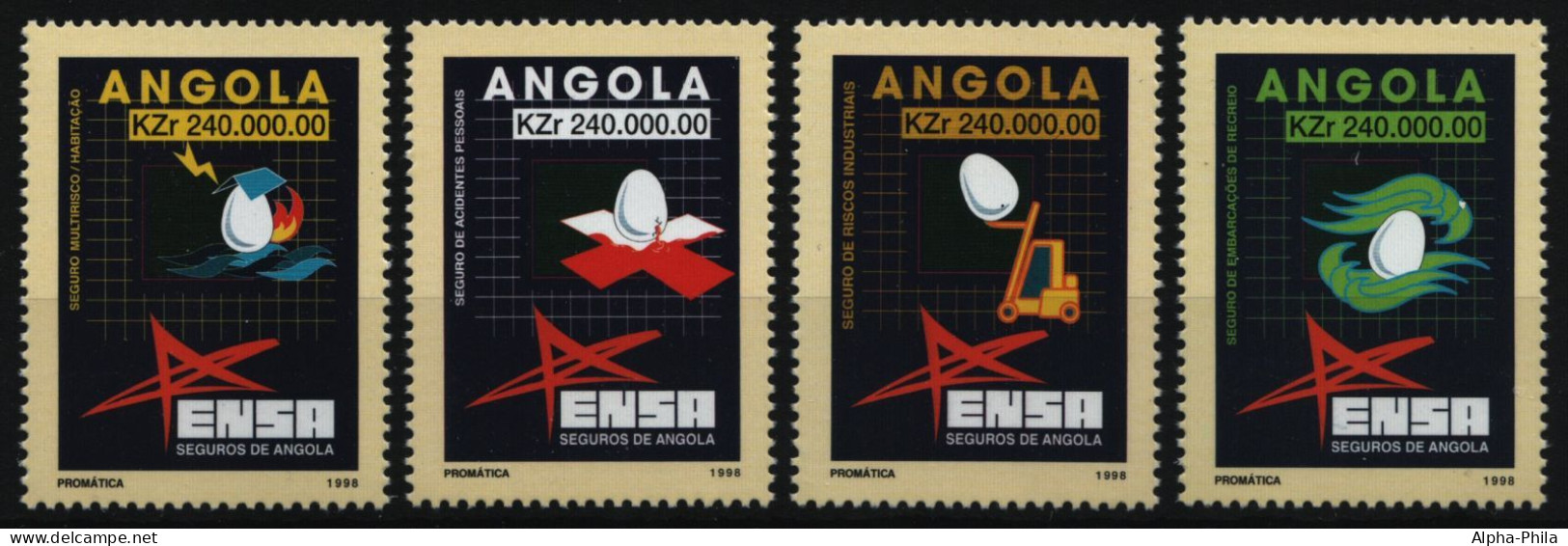 Angola 1998 - Mi-Nr. 1162-1165 ** - MNH - Versicherung ENSA - Angola