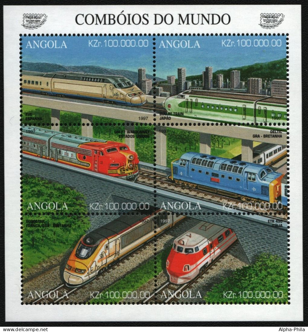 Angola 1997 - Mi-Nr. 1108-1113 ** - MNH - Eisenbahn / Trains - Angola