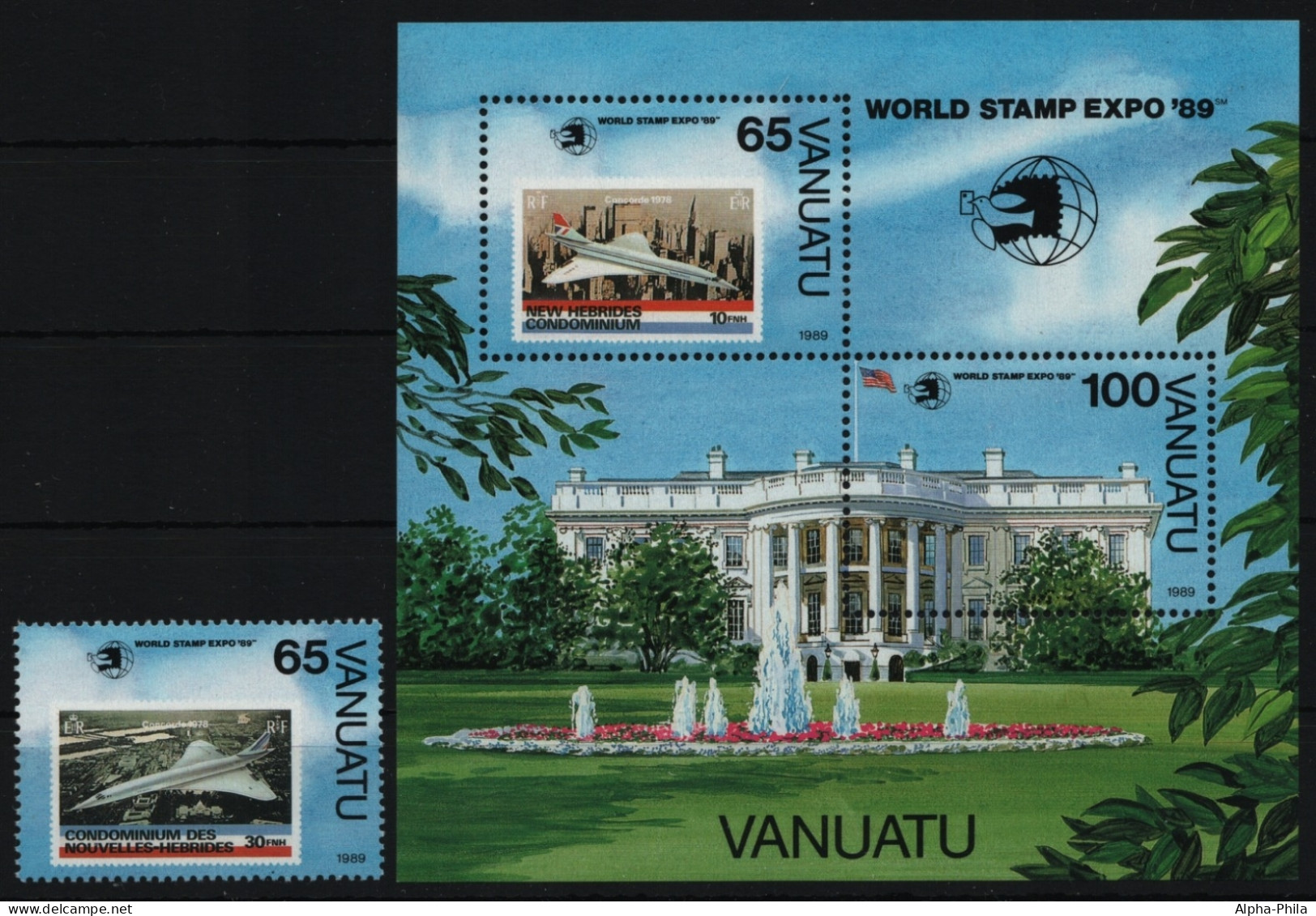 Vanuatu 1989 - Mi-Nr. 827 & Block 14 ** - MNH - Flugzeuge / Airplanes - Vanuatu (1980-...)