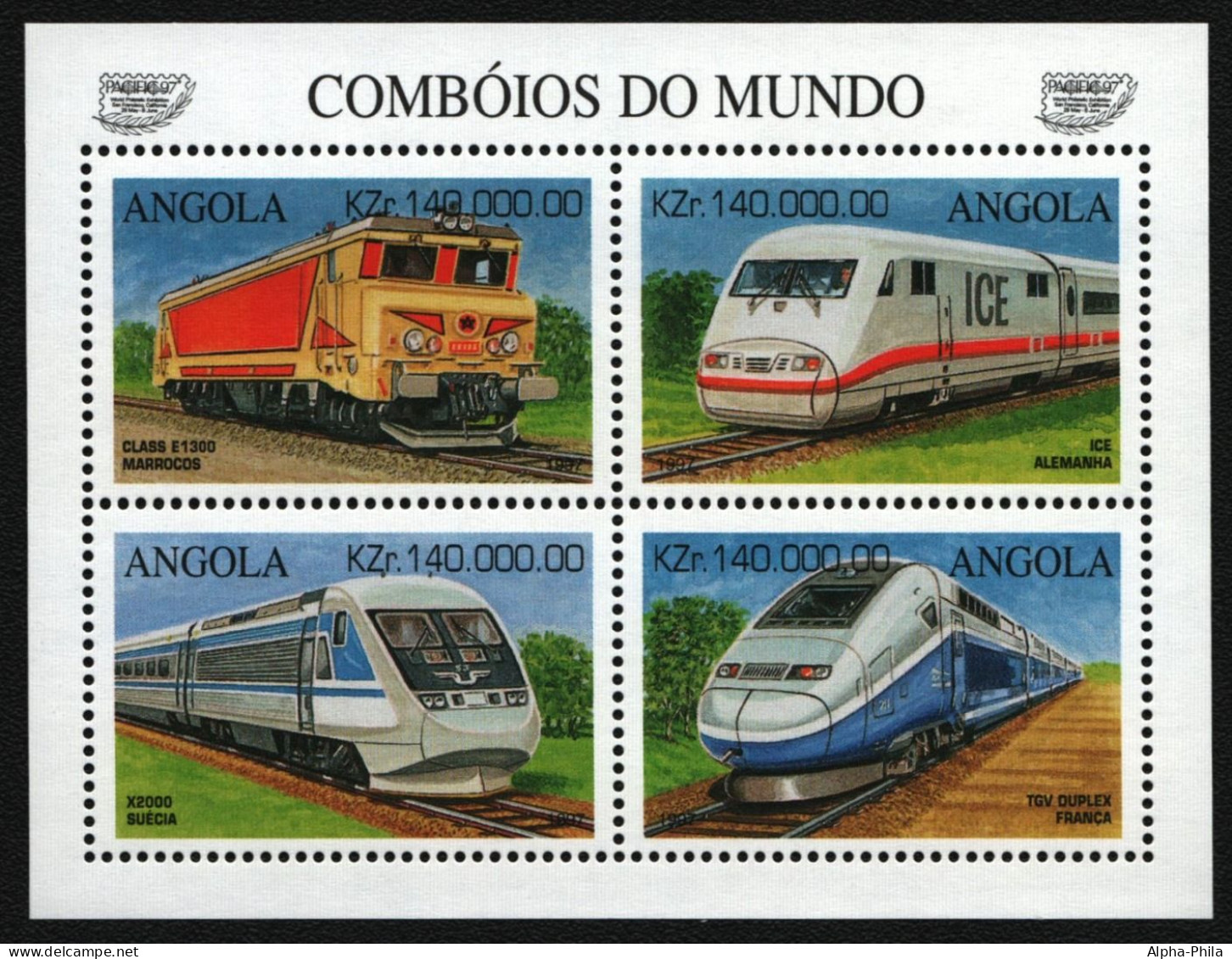 Angola 1997 - Mi-Nr. 1114-1117 ** - MNH - Eisenbahn / Trains - Angola