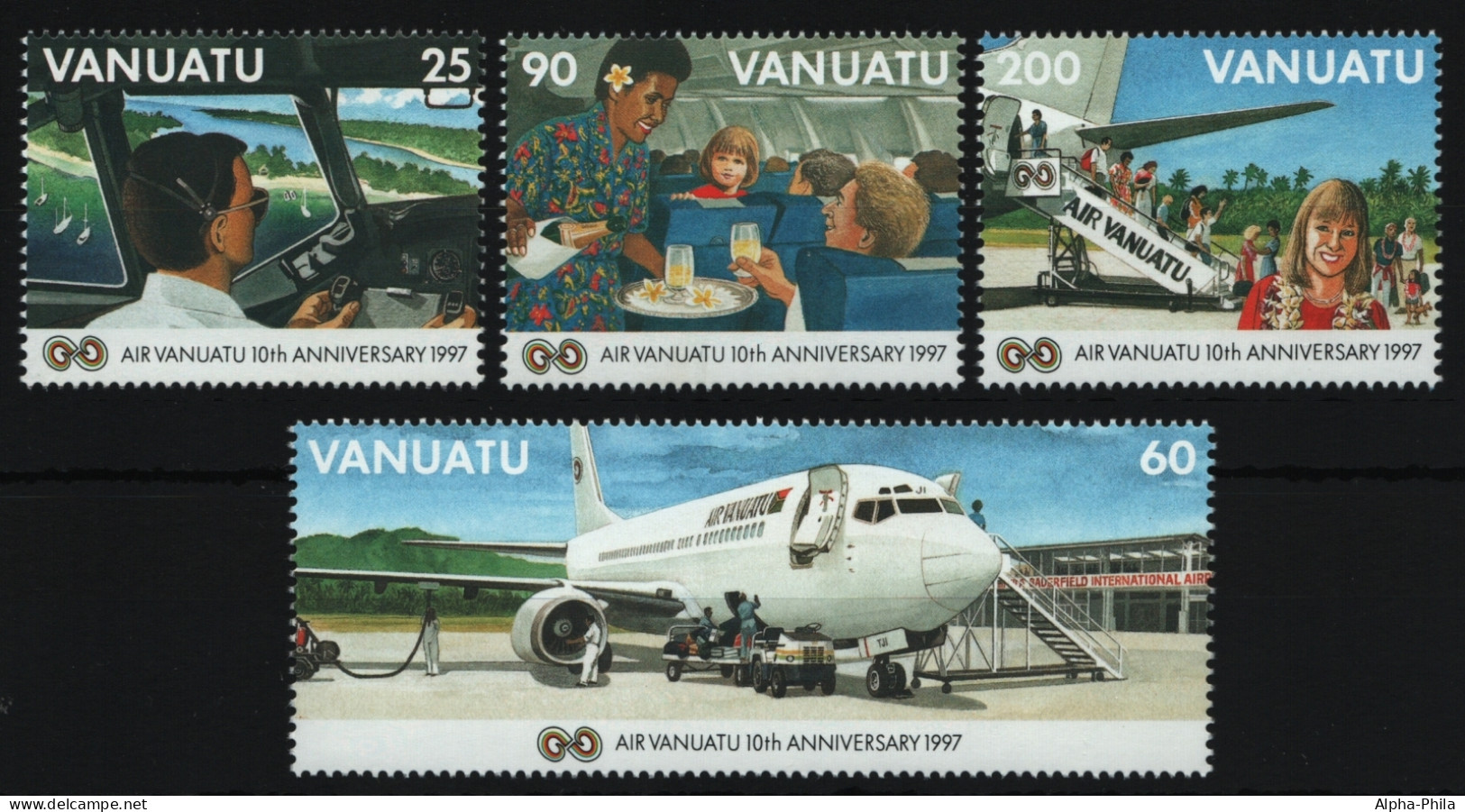 Vanuatu 1997 - Mi-Nr. 1034-1037 ** - MNH - Flugzeuge / Airplanes - Vanuatu (1980-...)