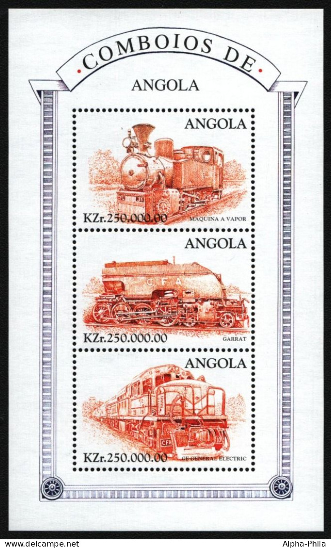 Angola 1997 - Mi-Nr. 1118-1120 ** - MNH - Eisenbahn / Trains - Angola