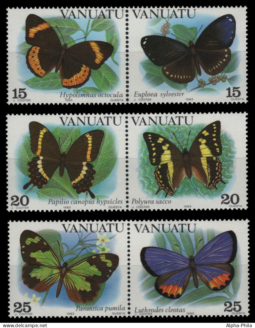 Vanuatu 1983 - Mi-Nr. 644-649 ( II ) ** - MNH - Schmetterlinge / Butterflies - Vanuatu (1980-...)