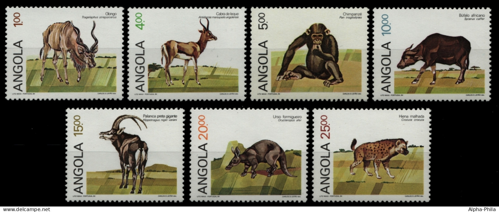 Angola 1984 - Mi-Nr. 707-713 ** - MNH - Wildtiere / Wild Animals - Angola