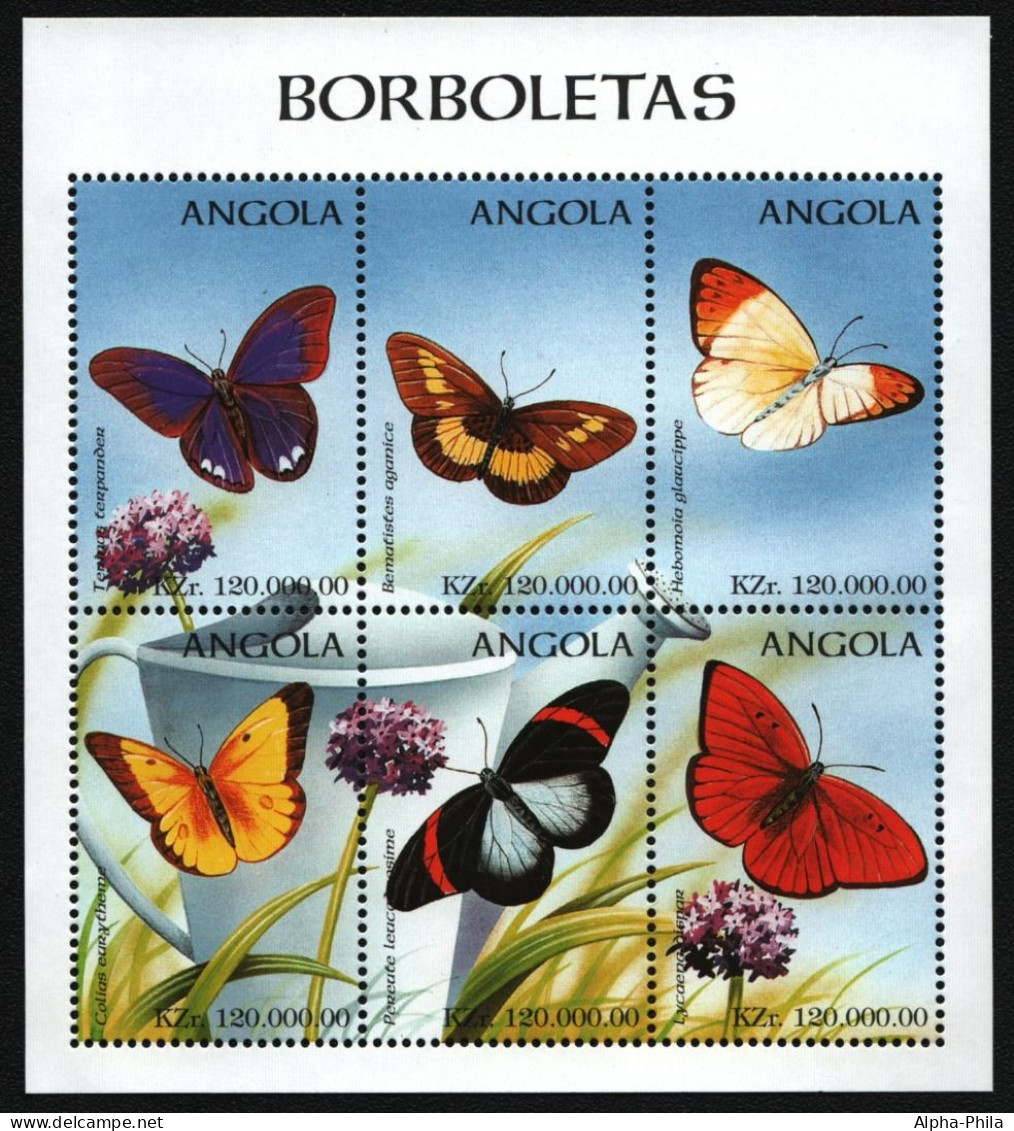 Angola 1998 - Mi-Nr. 1183-1188 ** - MNH - KLB - Schmetterlinge / Butterflies - Angola