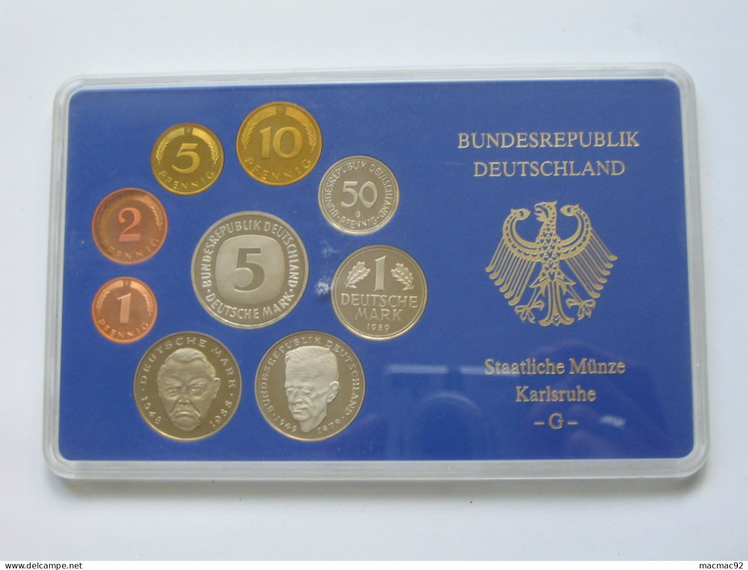 Allemagne Coffret Officiel BE PP Proof 1 Pfennig à 5 Mark 1989  Atelier G   **** EN ACHAT IMMEDIAT **** - Ongebruikte Sets & Proefsets