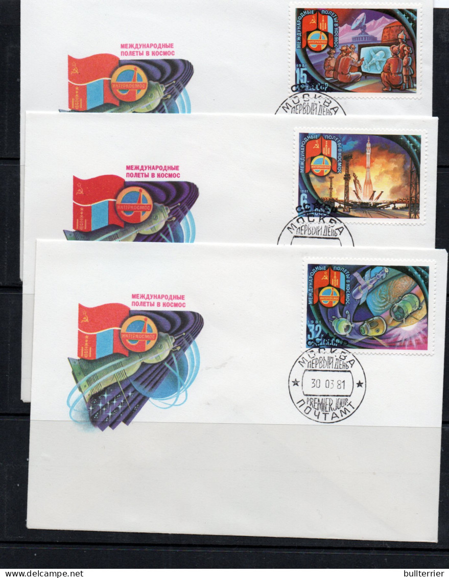 SPACE - USSR - 1980 - INTERCOSMOS /  MONGOLIA  FLIGHT SET OF 3    ILLUSTRATED FDC   - Russie & URSS