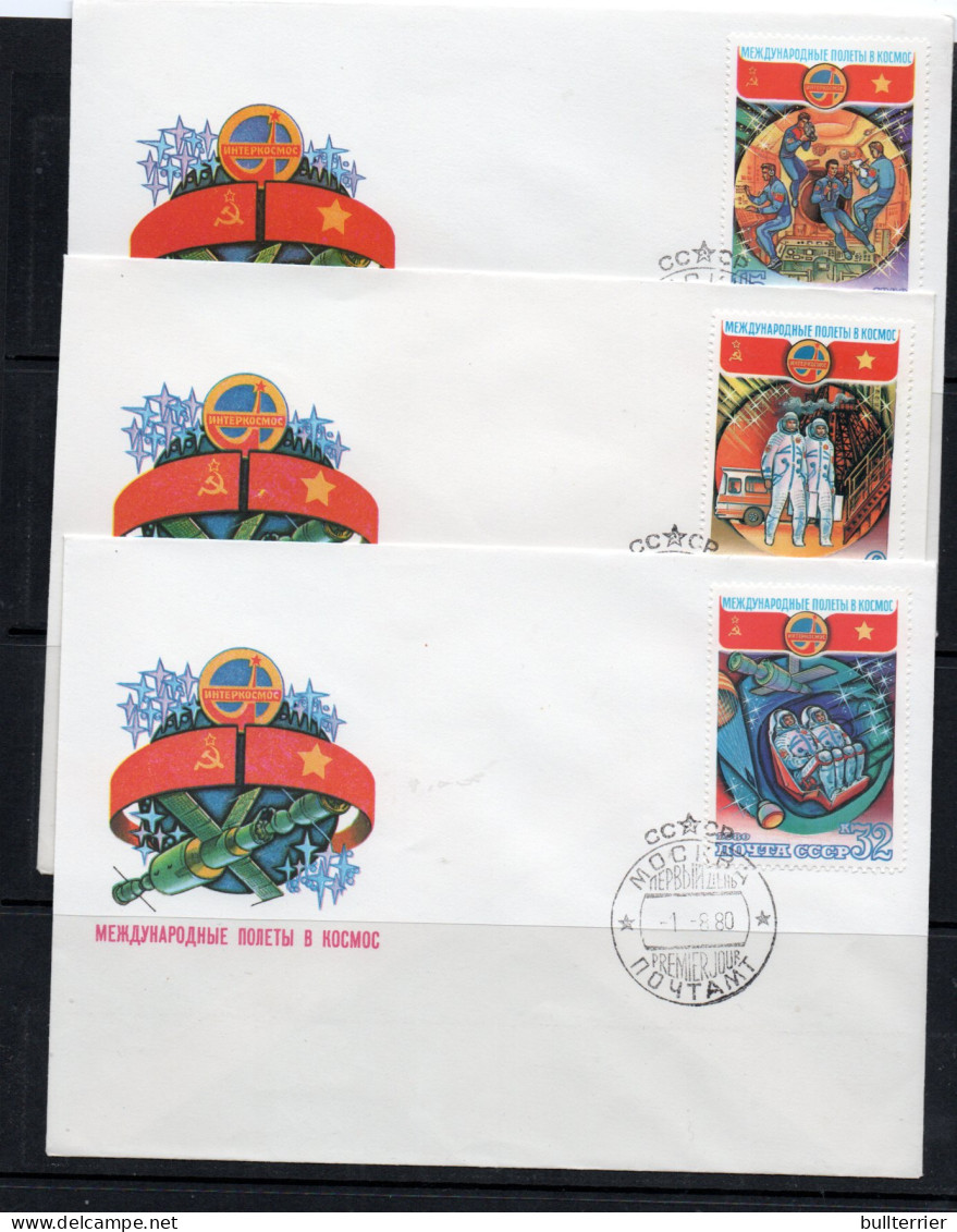 SPACE - USSR - 1980 - INTERCOSMOS /  VIETNAM   FLIGHT SET OF 3    ILLUSTRATED FDC   - Russie & URSS