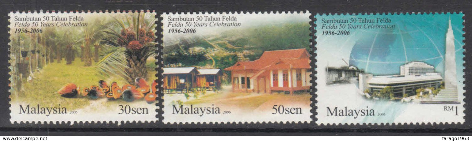 2006 Malaysia Felda Trees Palm Oil Production Complete Set Of 3 MNH - Malaysia (1964-...)