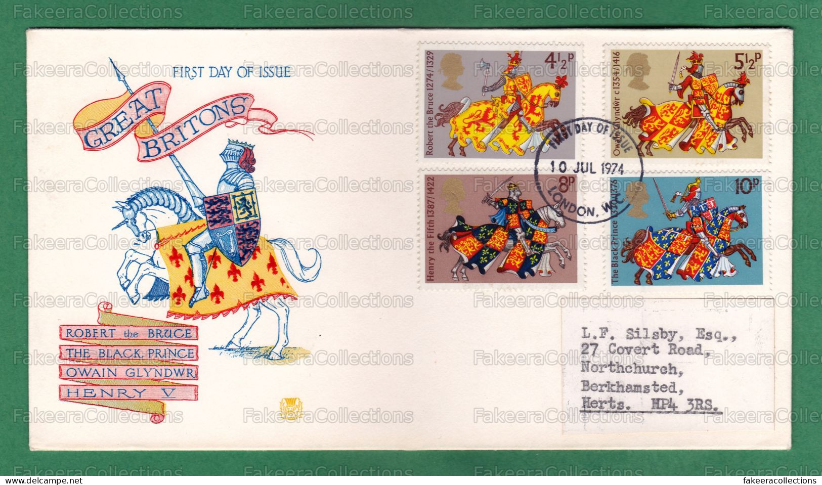 GB GREAT BRITAIN 1974 Grande Bretagne - GREAT BRITONS - 4v FDC - Horses, Sword, Coat Of Arms, Plate Armour Suit, Horse - Horses