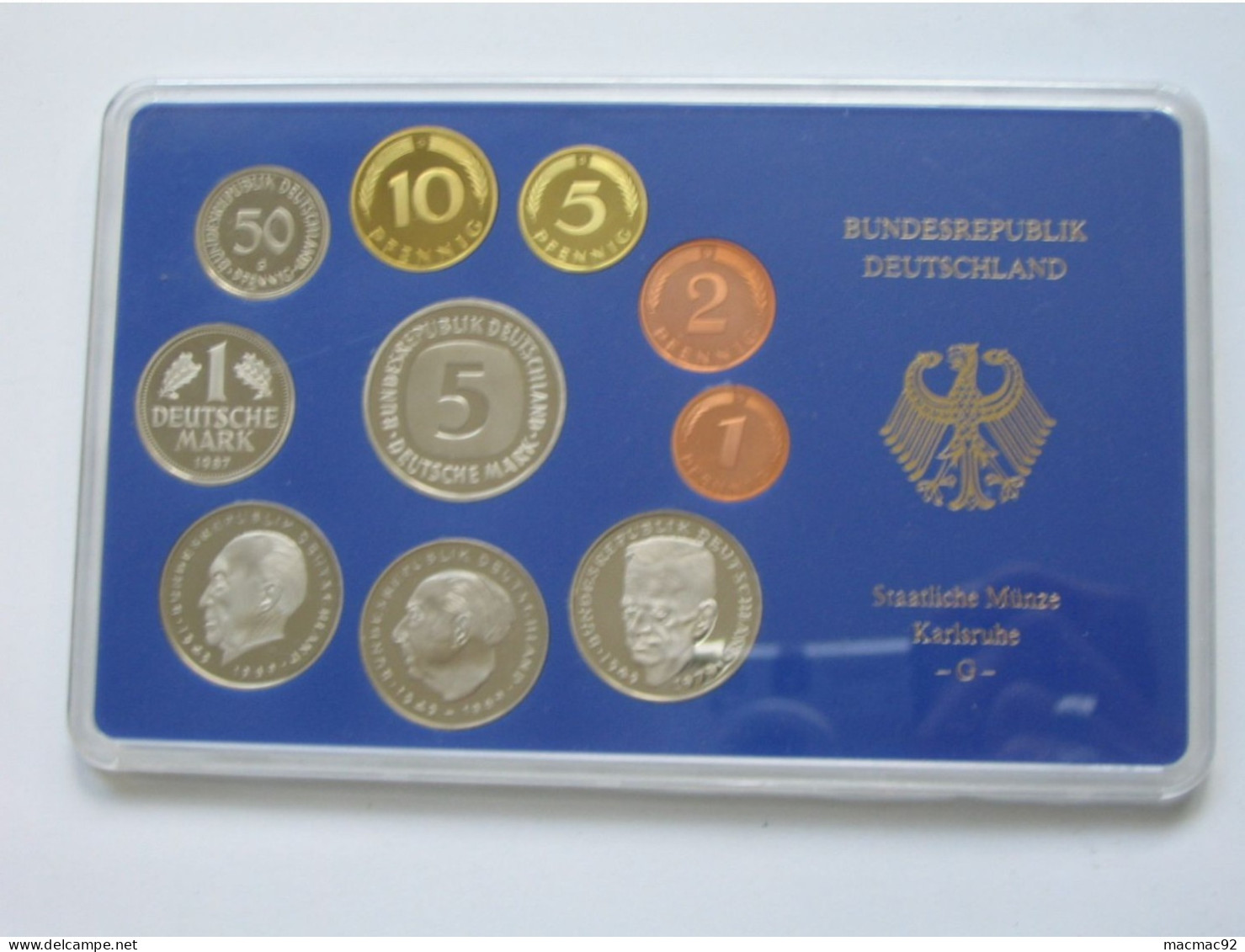 Allemagne Coffret Officiel BE PP Proof 1 Pfennig à 5 Mark 1987  Atelier G   **** EN ACHAT IMMEDIAT **** - Mint Sets & Proof Sets