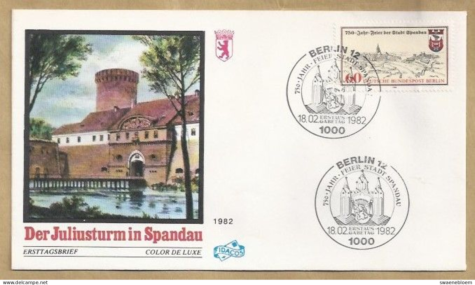 DE.- ERSTTAGSBRIEF. DER JULIUSTURM IN SPANDAU. ERSTAUSGABETAG 18.02.1982. FDC. BERLIN 12. 750 JAHRE FREIER STADT. - 1981-1990