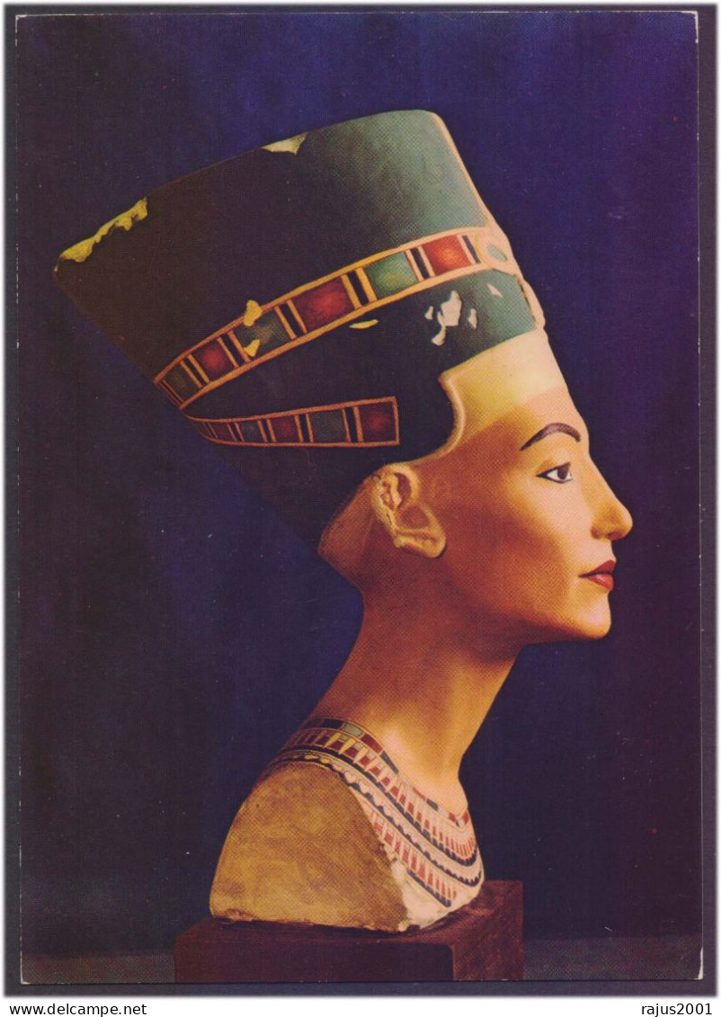 Bust Of Queen Nefertiti, The Great Royal Wife Of The Egyptian Pharaoh Akhenaten, Archaeology, Egyptology Egypt Post Card - Archeologia