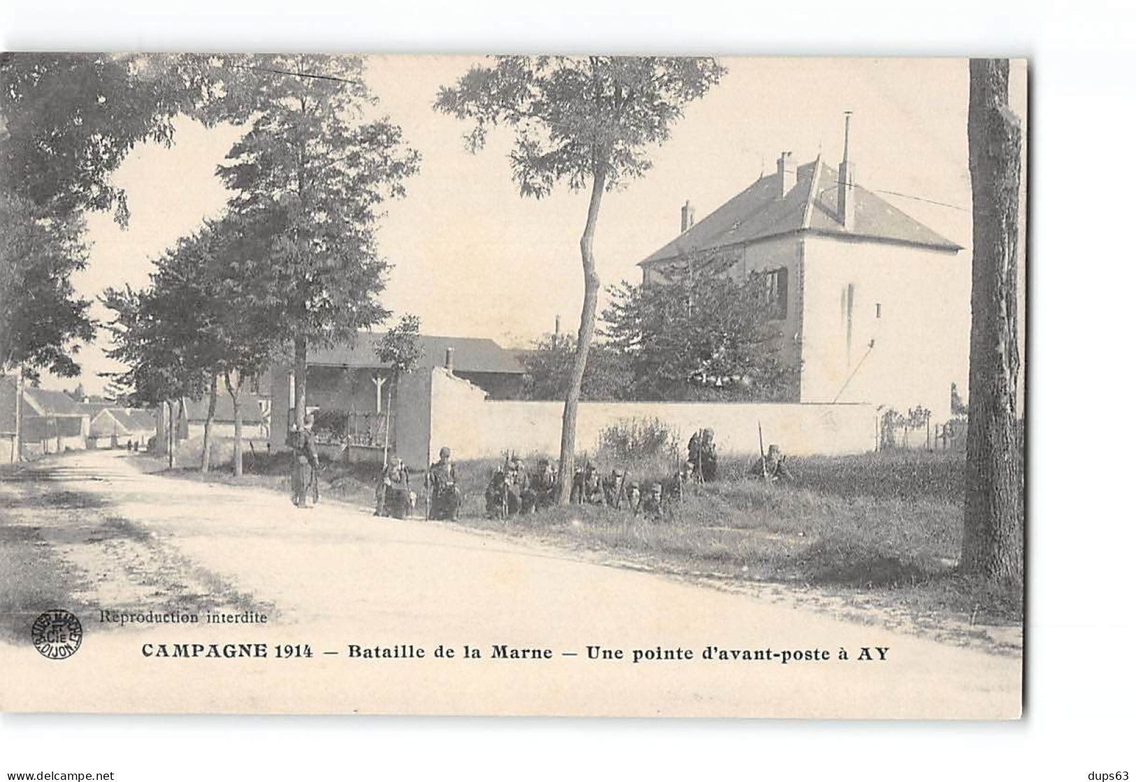 Campagne 1914 - Bataille De La Marne - Une Pointe D'avant Poste à AY - Très Bon état - Vertus