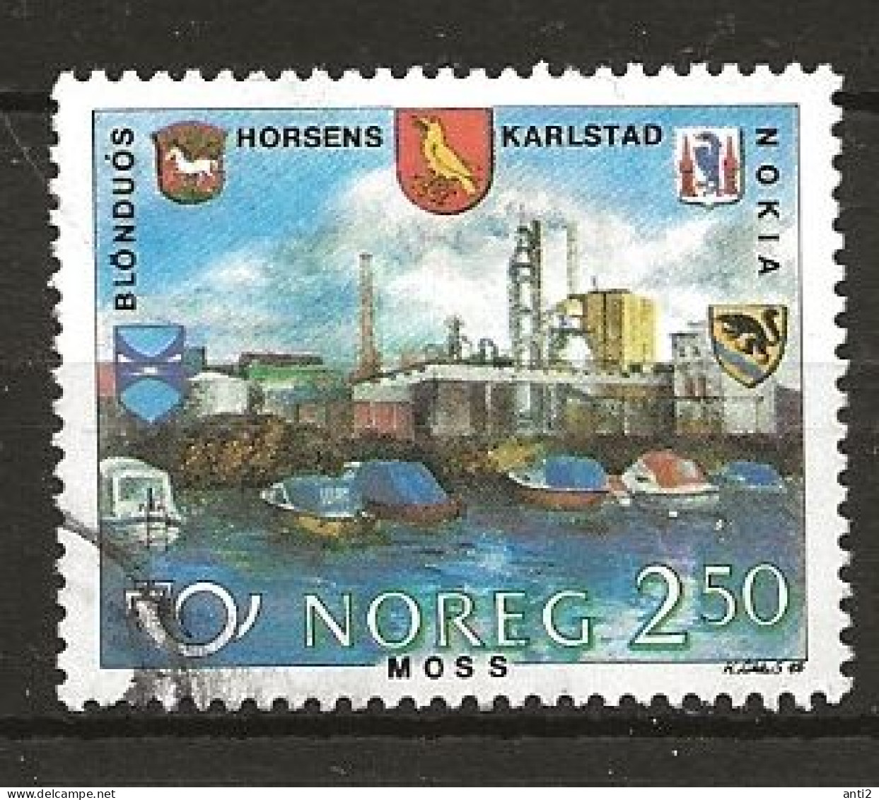 Norway 1986 NORTH: Twin Cities In Scandinavia, Moss, Blonduos, Horsens, Karlstad, Nokia, Mi 948, Cancelled(o) - Used Stamps