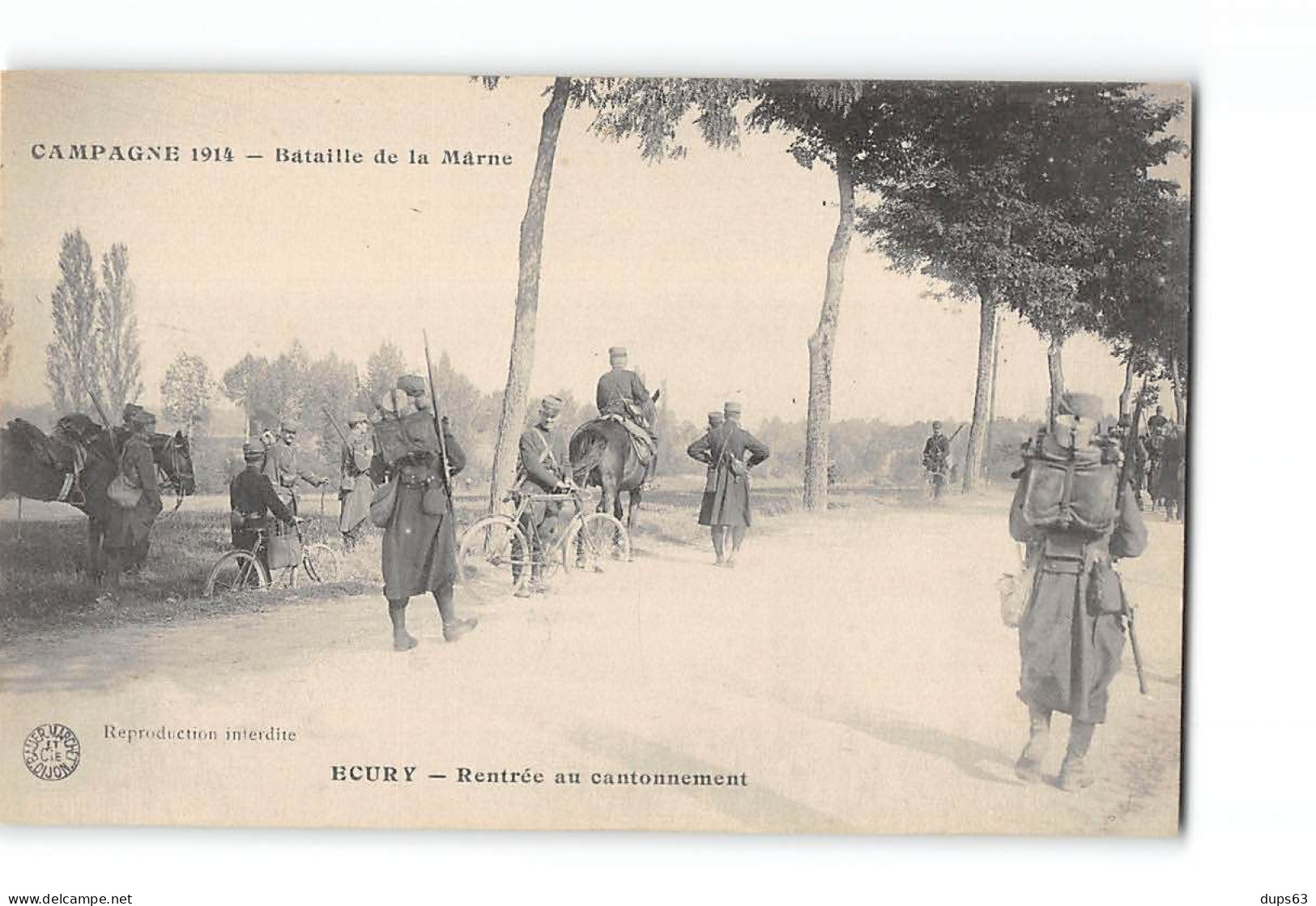 Campagne 1914 - Bataille De La Marne - ECURY - Rentrée Au Cantonnement - Très Bon état - Vertus