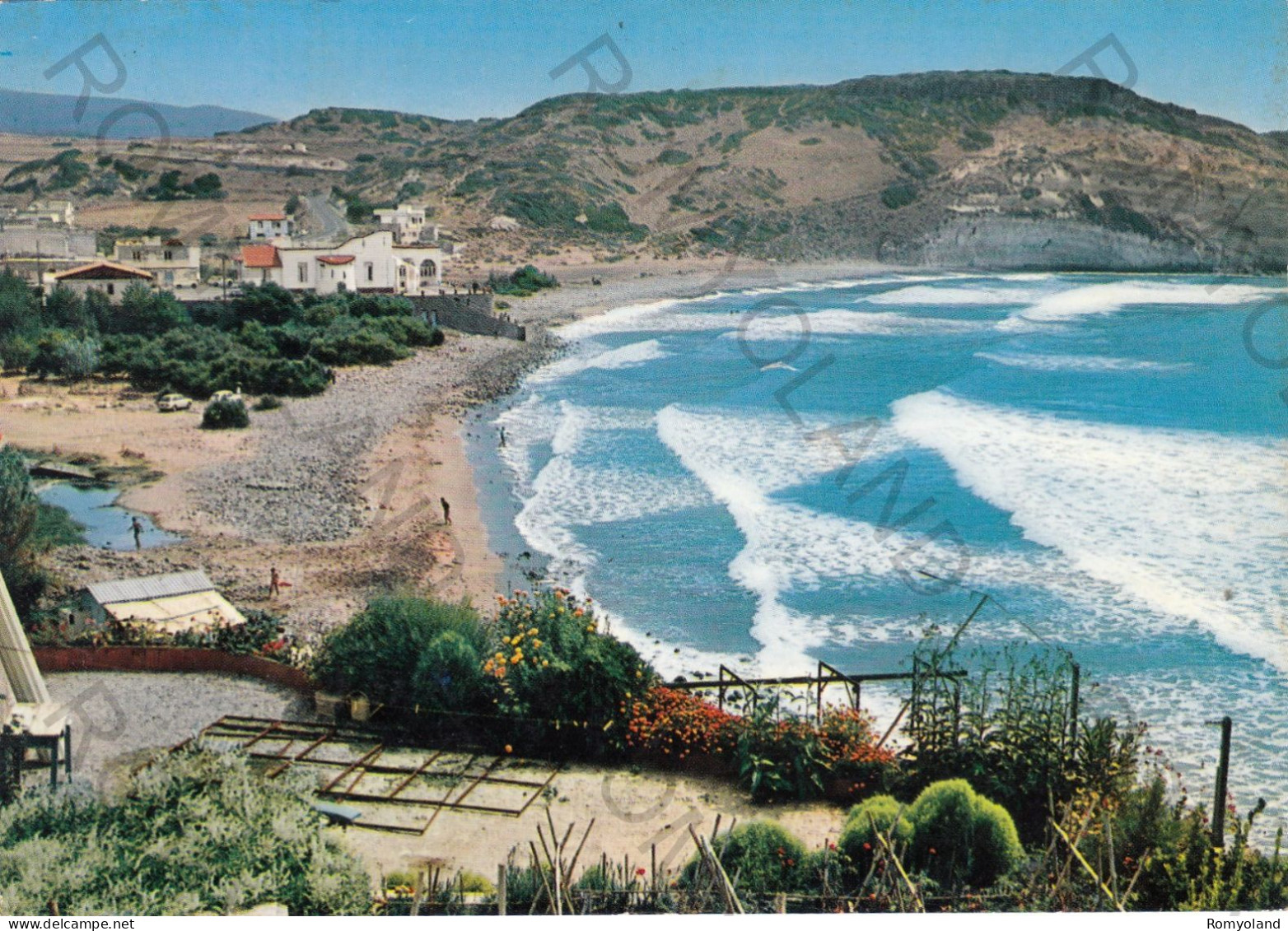 CARTOLINA  C5 CUGLIERI,ORISTANO,SARDEGNA-SCORCIO PANORAMICO DI SANTA CATERINA DI PITINNURI-MARE,SOLE,VIAGGIATA 1967 - Oristano