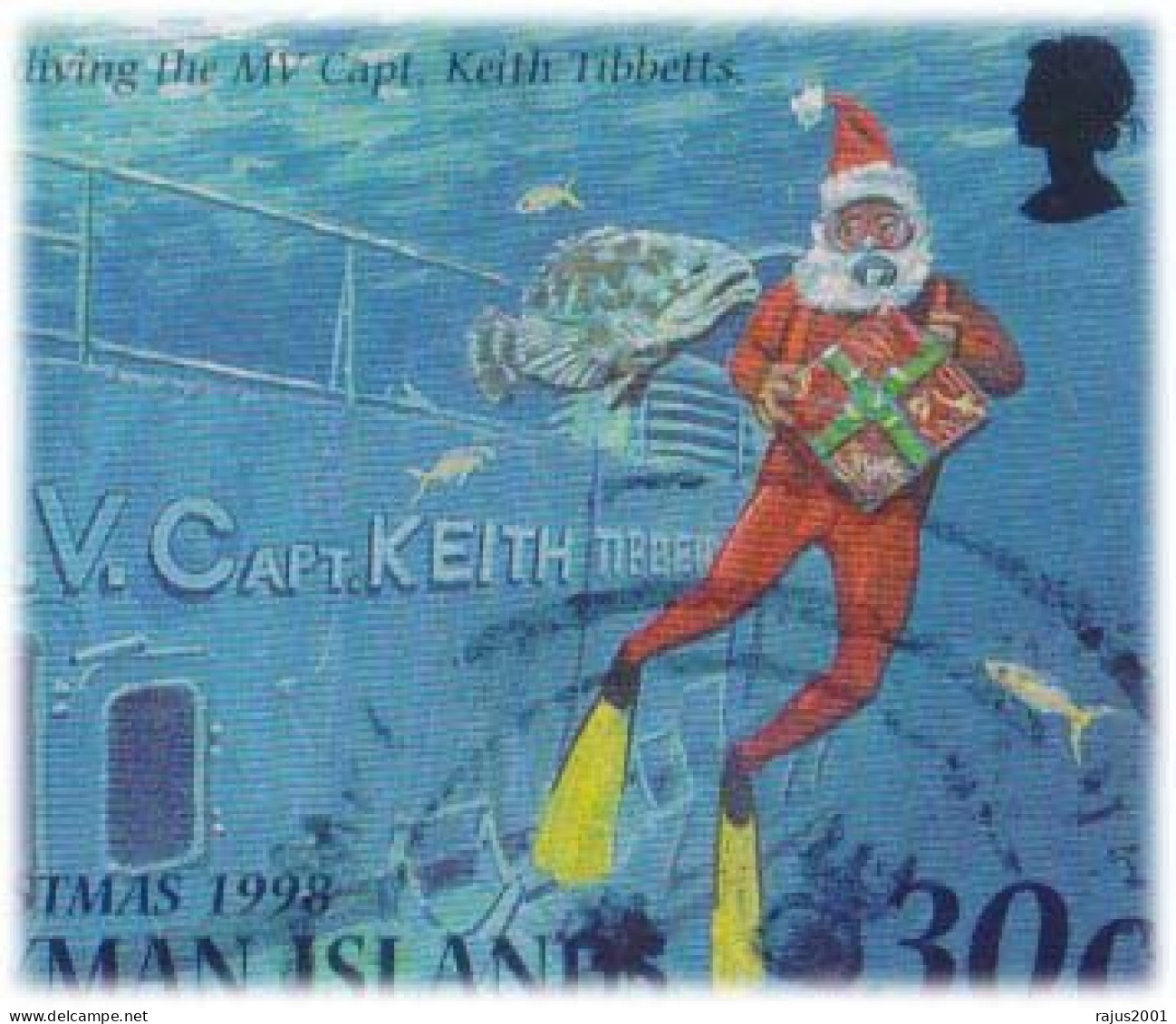 ICS Learning System, Santa Scuba Diving, Santa Diving The MV Capt. Fish, Ship, Princess Diana, Express Mail Cover - Diving