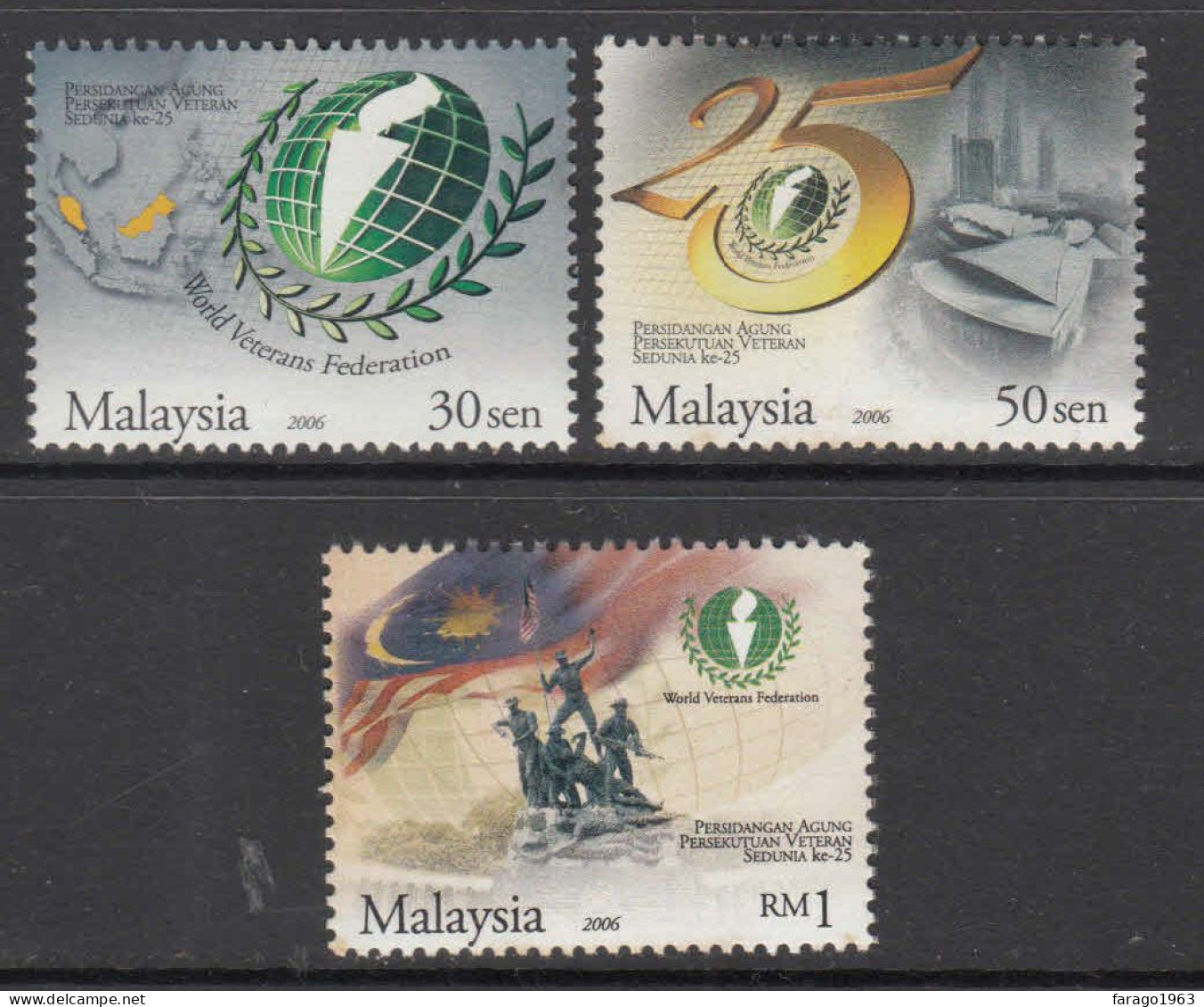 2006 Malaysia World Veterans Federation Military  Complete Set Of 3 MNH - Malaysia (1964-...)