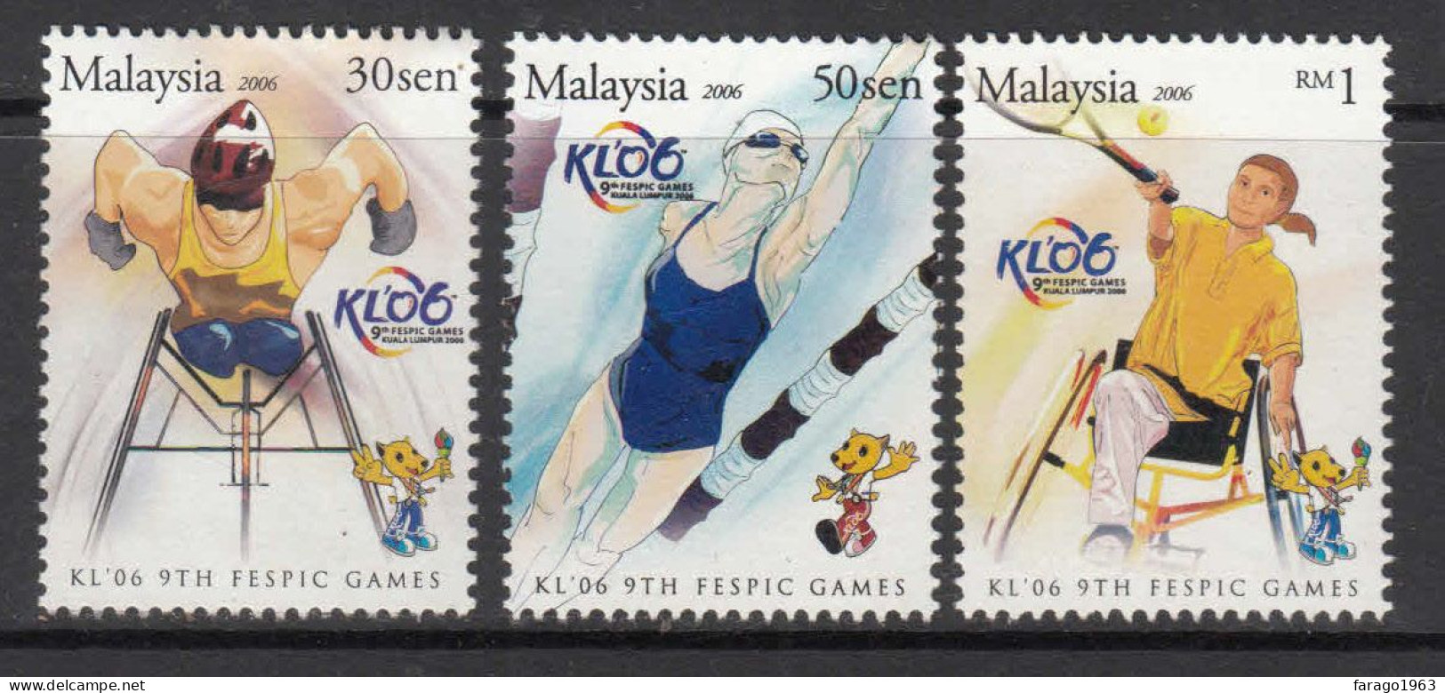 2006 Malaysia Disabled Games Complete Set Of 3 MNH - Malaysia (1964-...)