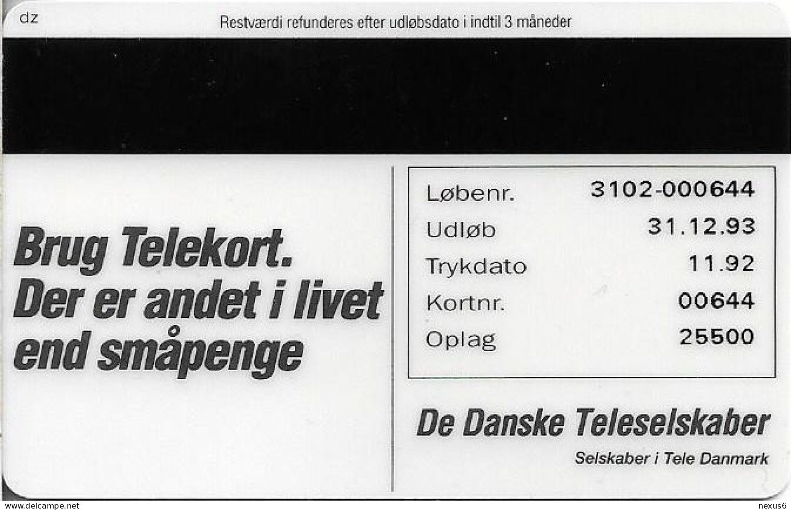 Denmark - Fyns - Tic-Tac-Toe Game - TDFS004 (Cn. 3102) - 11.1992, 1.000ex, 50kr, Used - Danemark