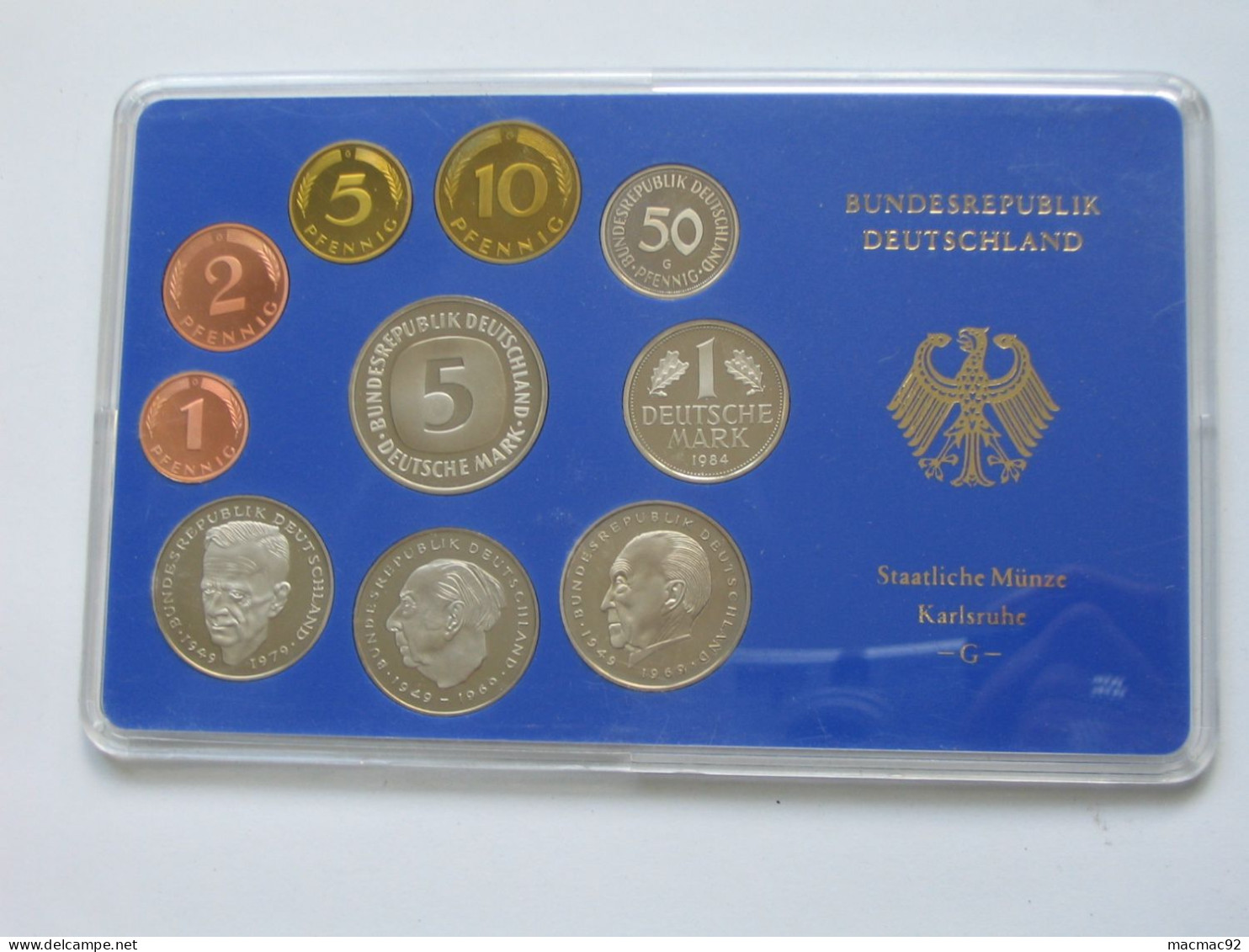 Allemagne Coffret Officiel BE PP Proof 1 Pfennig à 5 Mark 1984  Atelier G   **** EN ACHAT IMMEDIAT **** - Münz- Und Jahressets