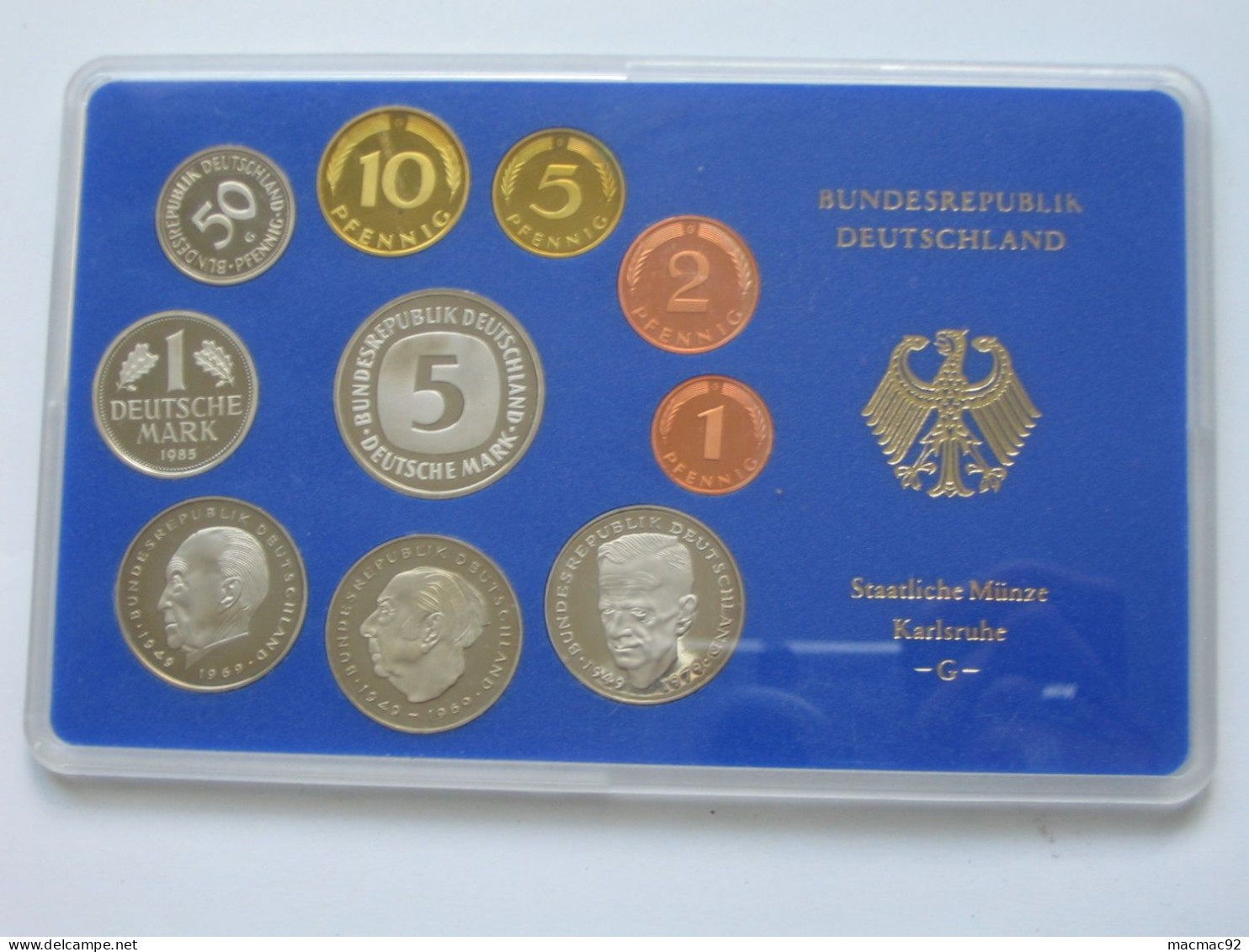 Allemagne Coffret Officiel BE PP Proof 1 Pfennig à 5 Mark 1985  Atelier G   **** EN ACHAT IMMEDIAT **** - Mint Sets & Proof Sets