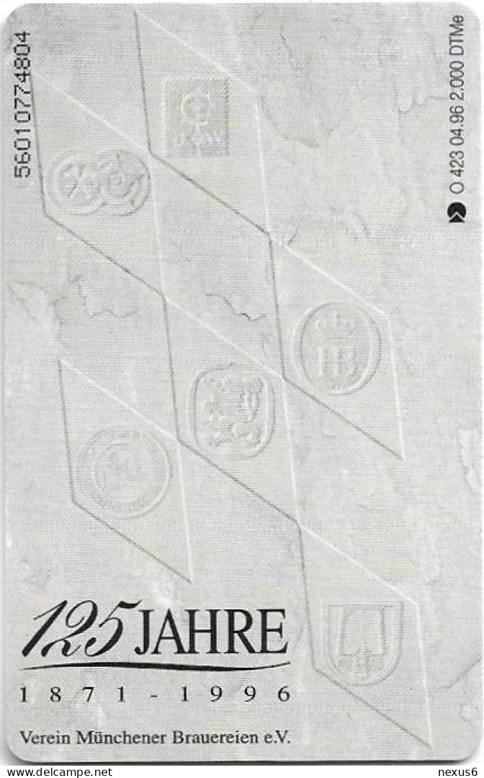 Germany - 125 Jahre Verein Münchener Brauereien, Beer - O 0423 - 04.1996, 6DM, 2.000ex, Mint - O-Series: Kundenserie Vom Sammlerservice Ausgeschlossen