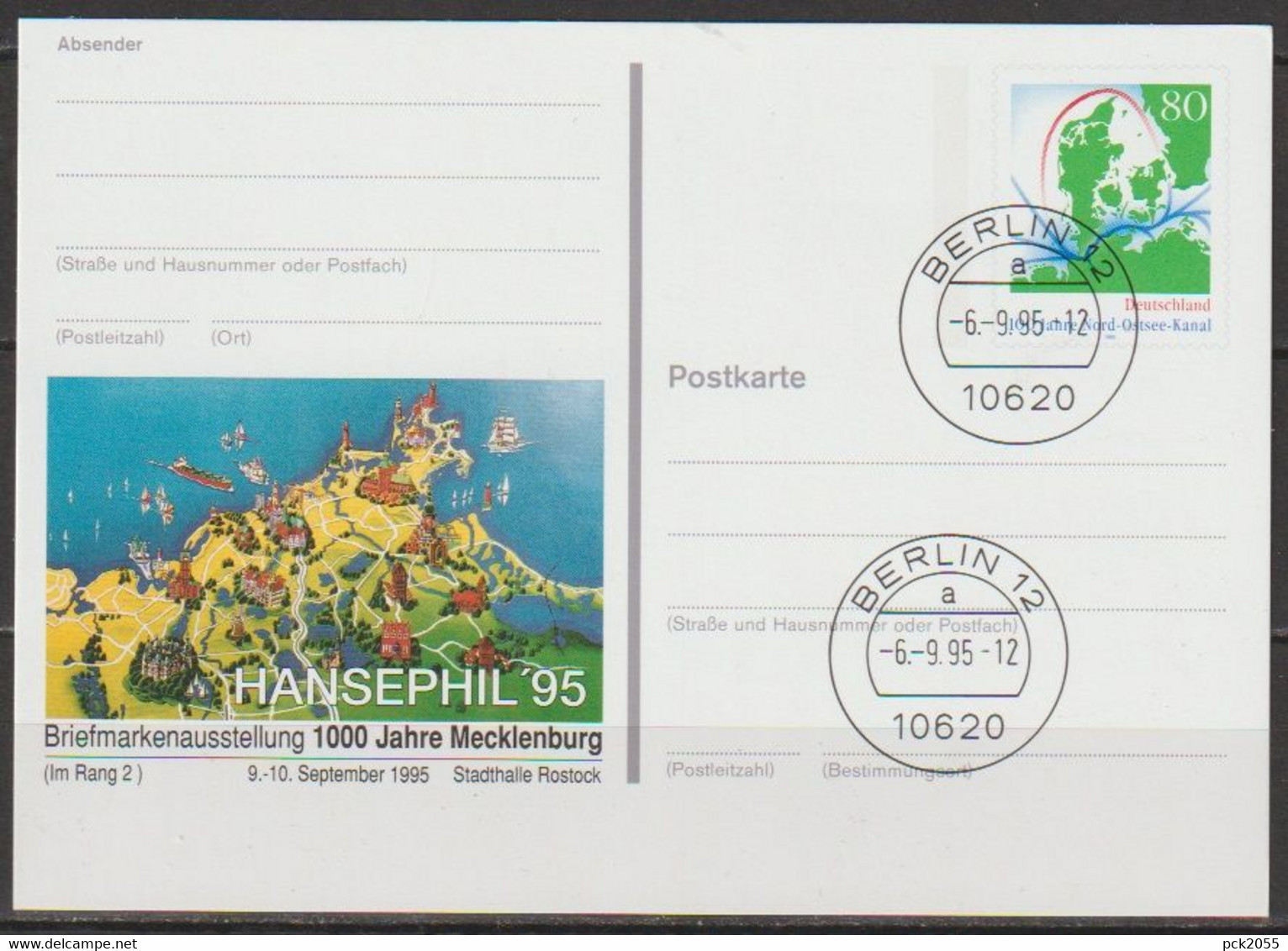 BRD Ganzsache 1995 PSo38 HANSEPHIL'95 Ersttagsstempel 6.9.95 Berlin  (d426)günstige Versandkosten - Postkarten - Gebraucht