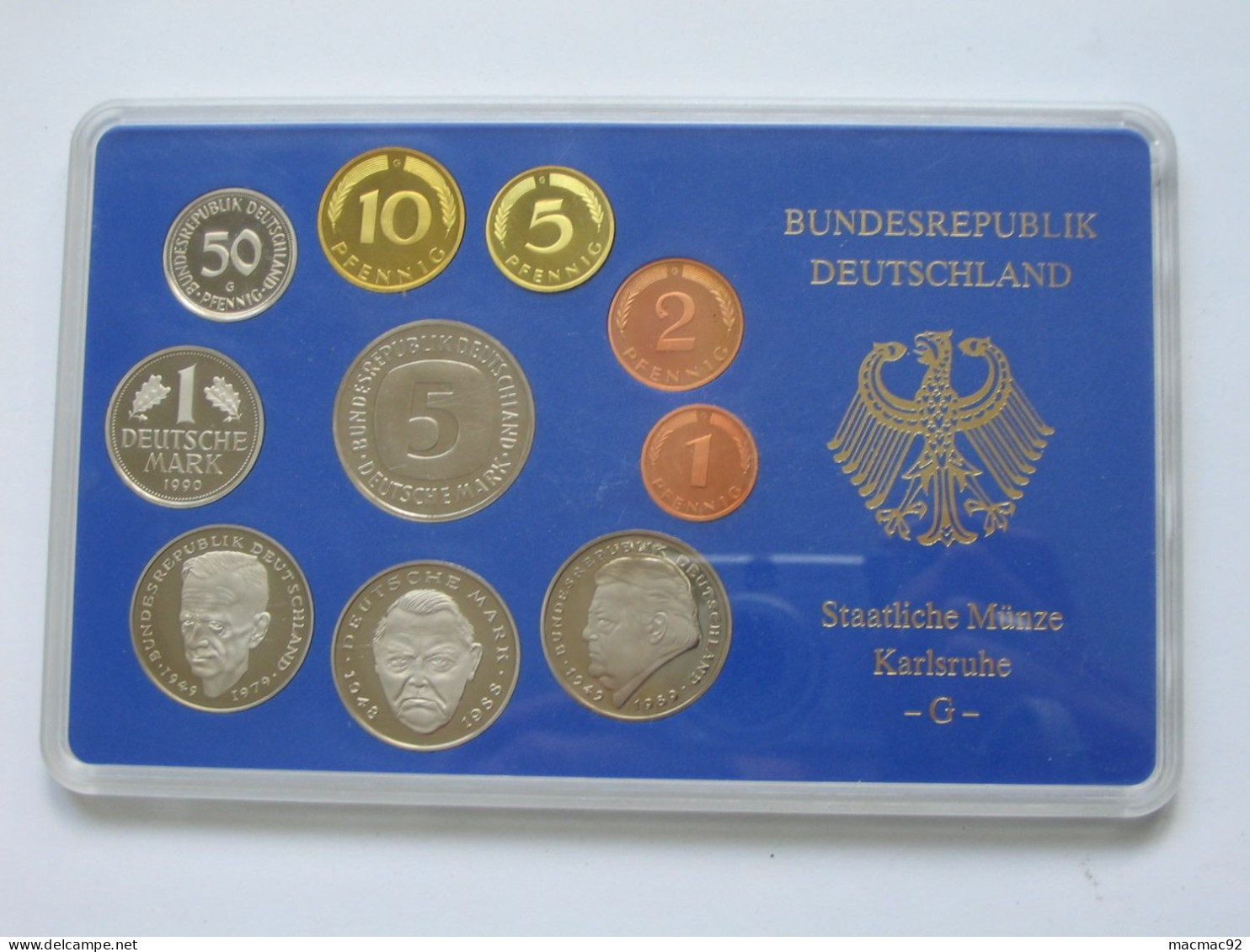 Allemagne Coffret Officiel BE PP Proof 1 Pfennig à 5 Mark 1990  Atelier G   **** EN ACHAT IMMEDIAT **** - Ongebruikte Sets & Proefsets